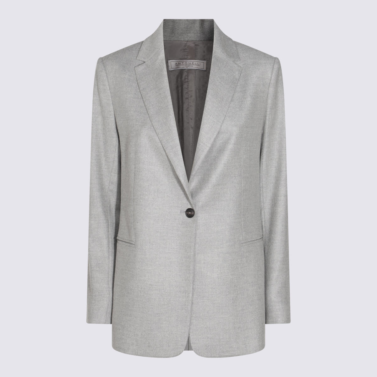 Shop Antonelli Grey Virgin Wool Blend Blazer In Light Grey