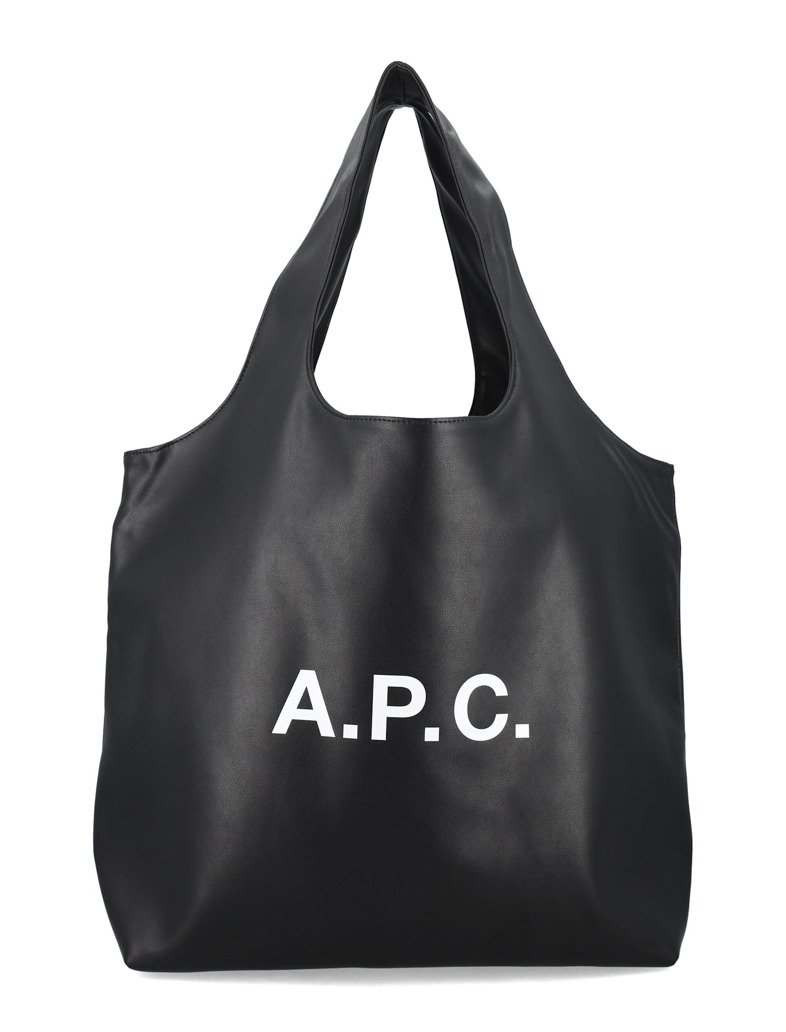 Apc A.p.c. Ninon Black Small Faux Leather Tote In Black