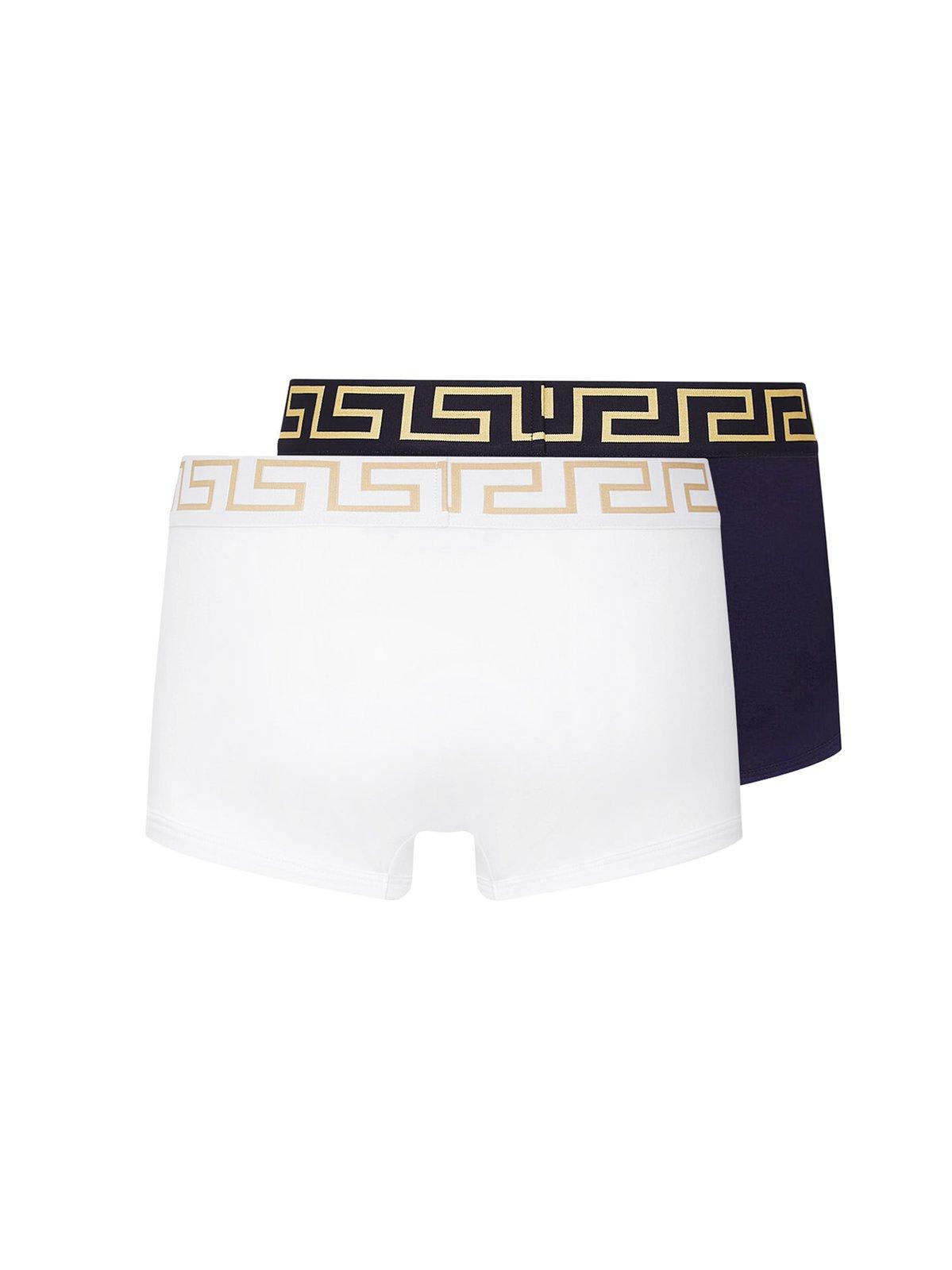 Shop Versace Logo Band Two-pack Boxers In Black 1