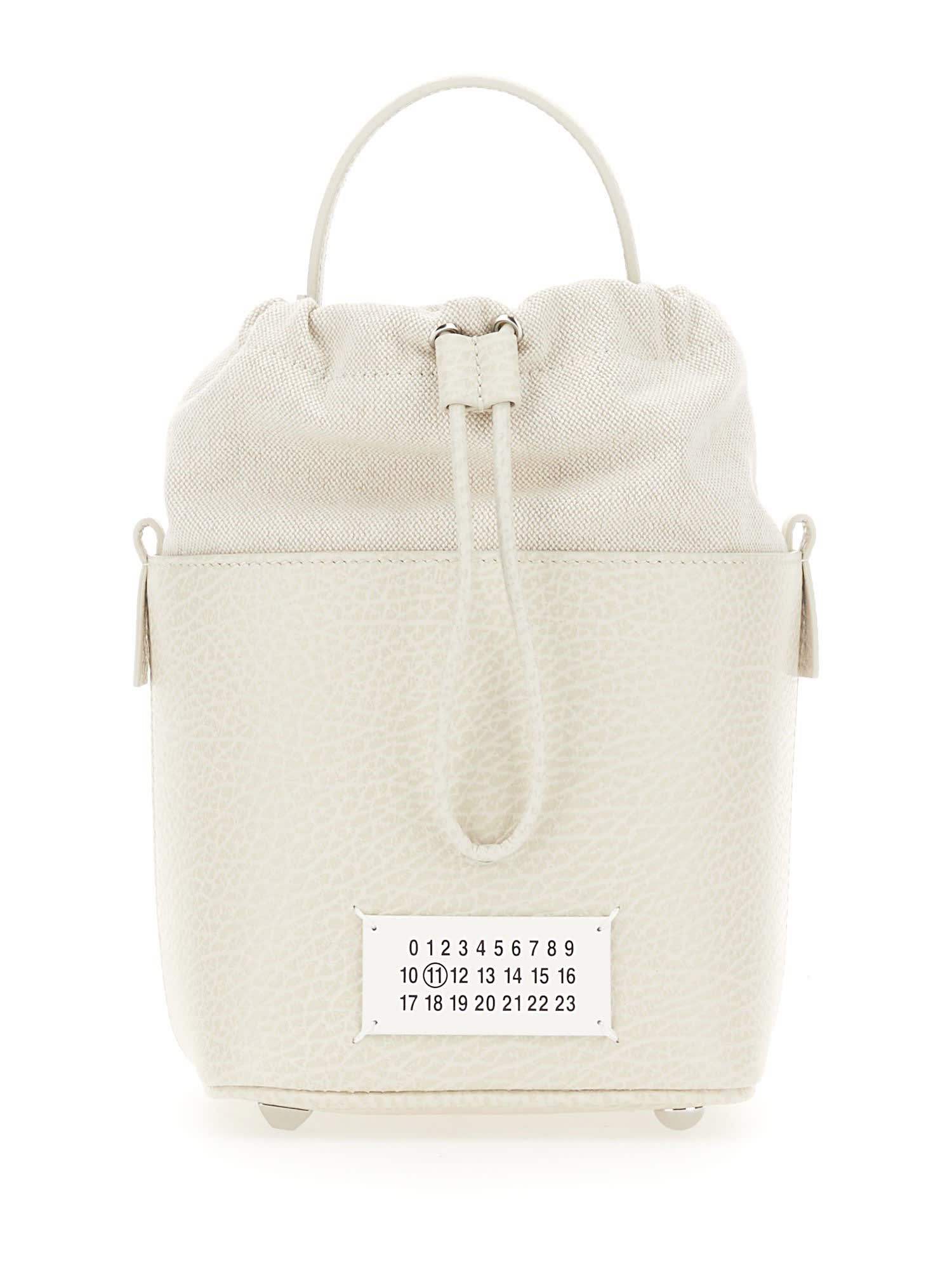 Shop Maison Margiela Bucket Bag With Logo In Greige