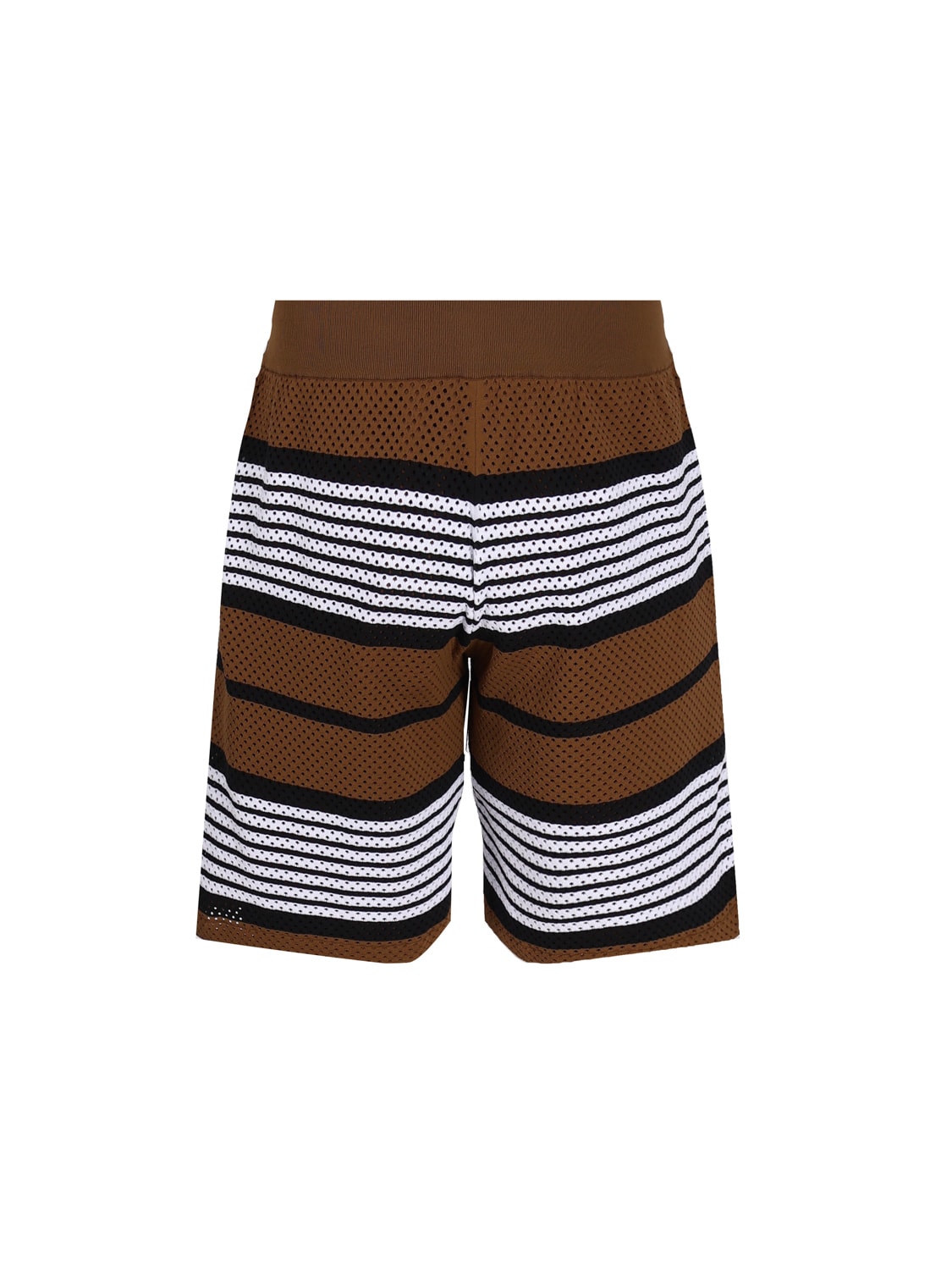 Shop Burberry Nylon Shorts With Striped Print In Dark Birch Brown