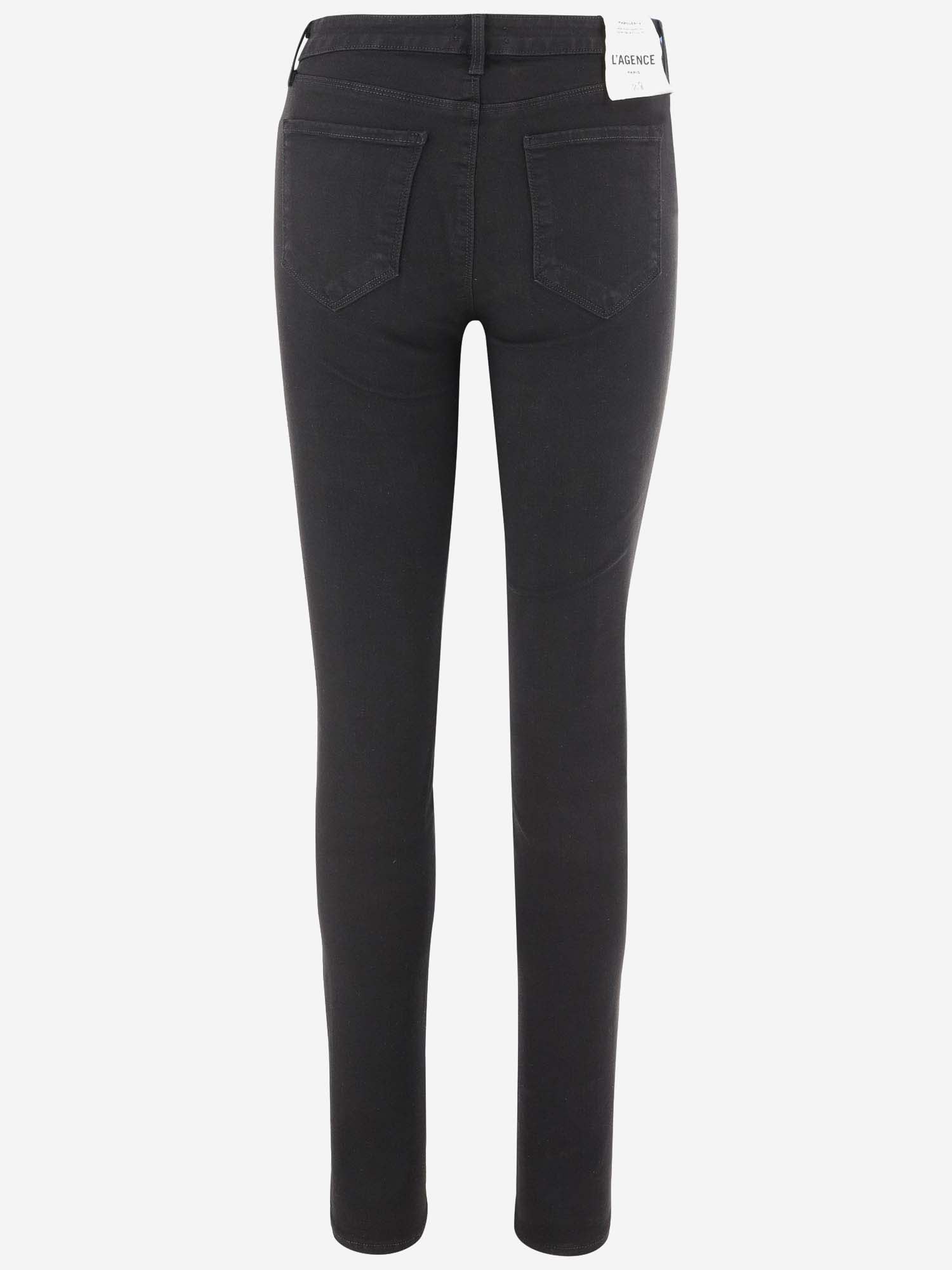 Shop L Agence Cotton Blend Denim Jeans In Black