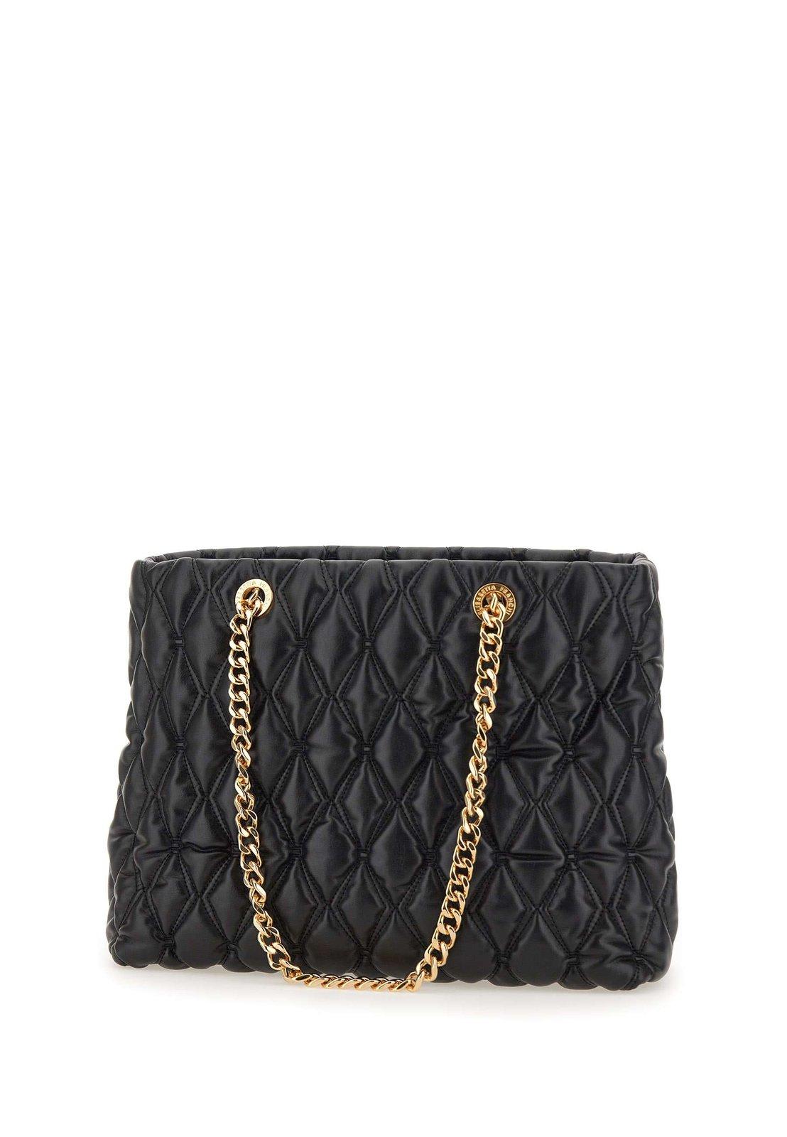 Shop Elisabetta Franchi Chain-linked Quilted Tote Bag In Black