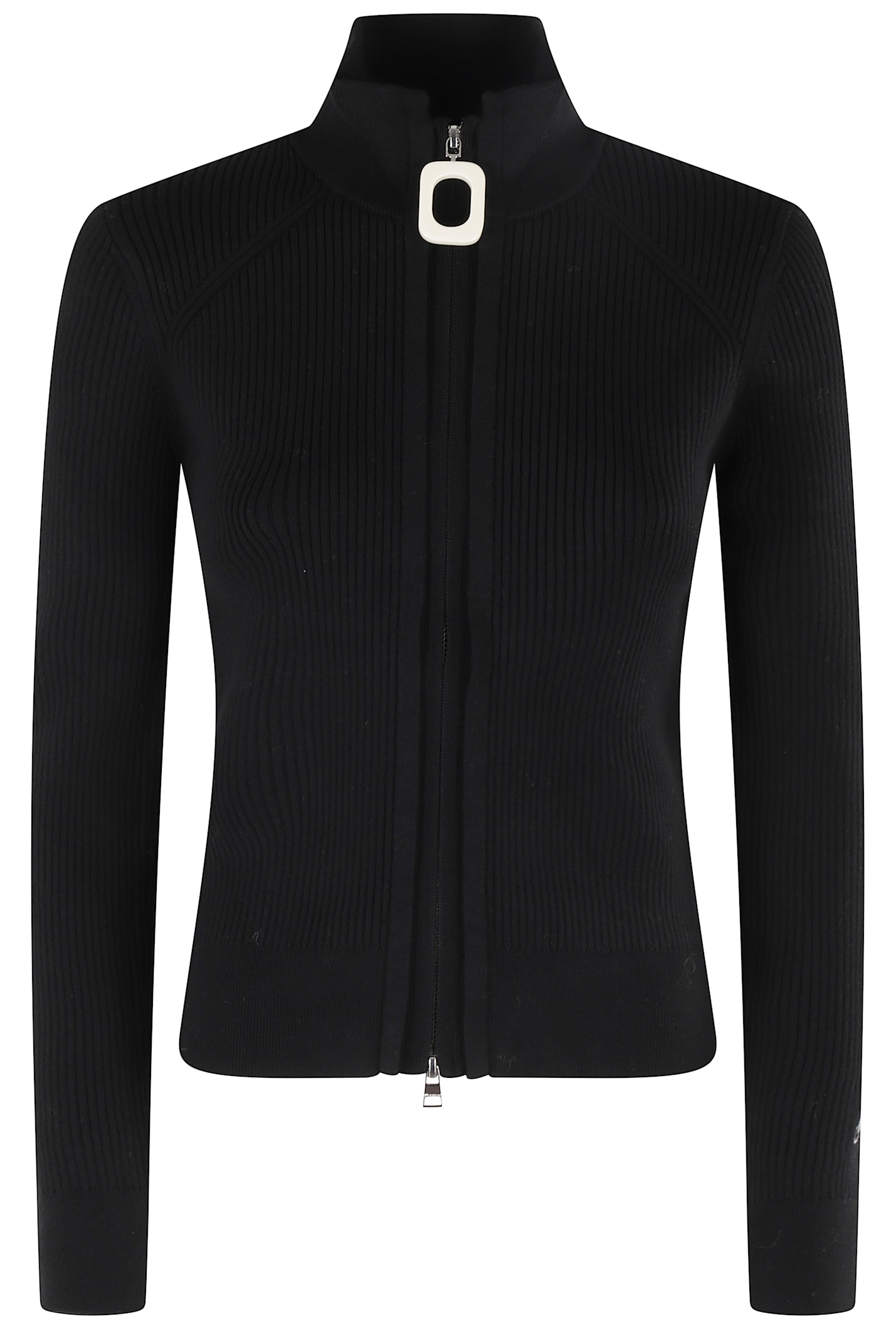 Jw Anderson Fitted Cardigan With Zipper In Black