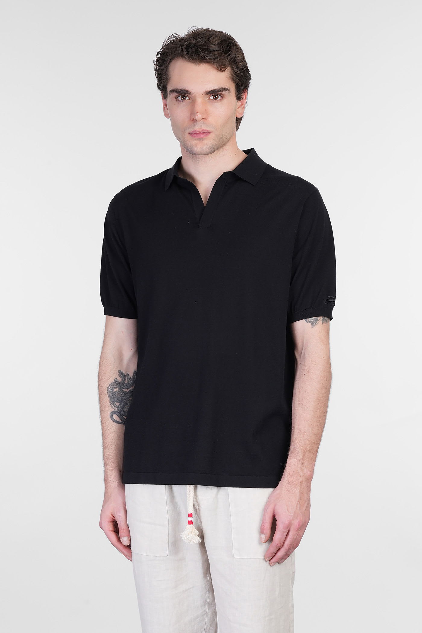 Mc2 Saint Barth Solan Polo In Black Cotton In Black