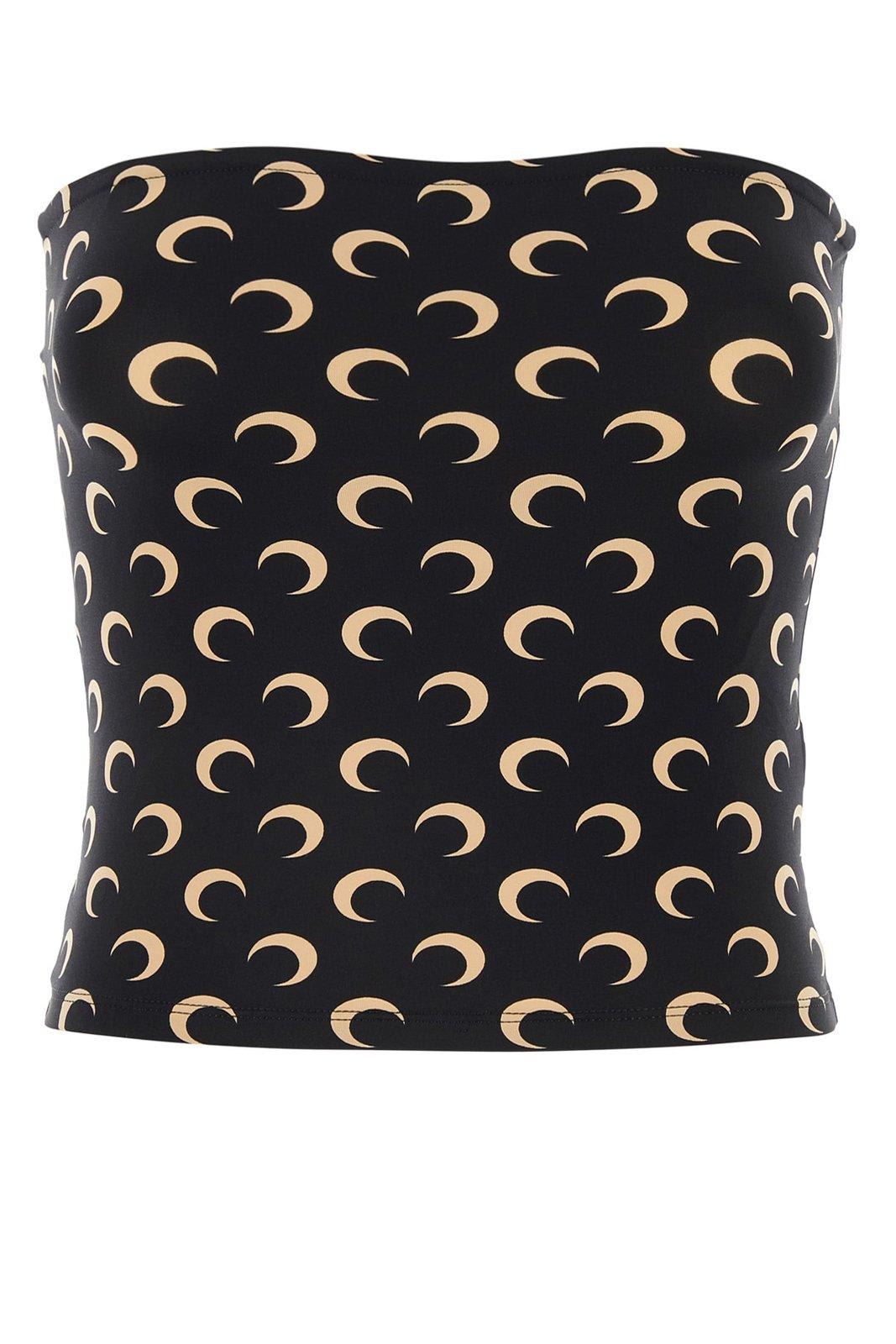 Marine Serre All-over Moon Printed Top In Black