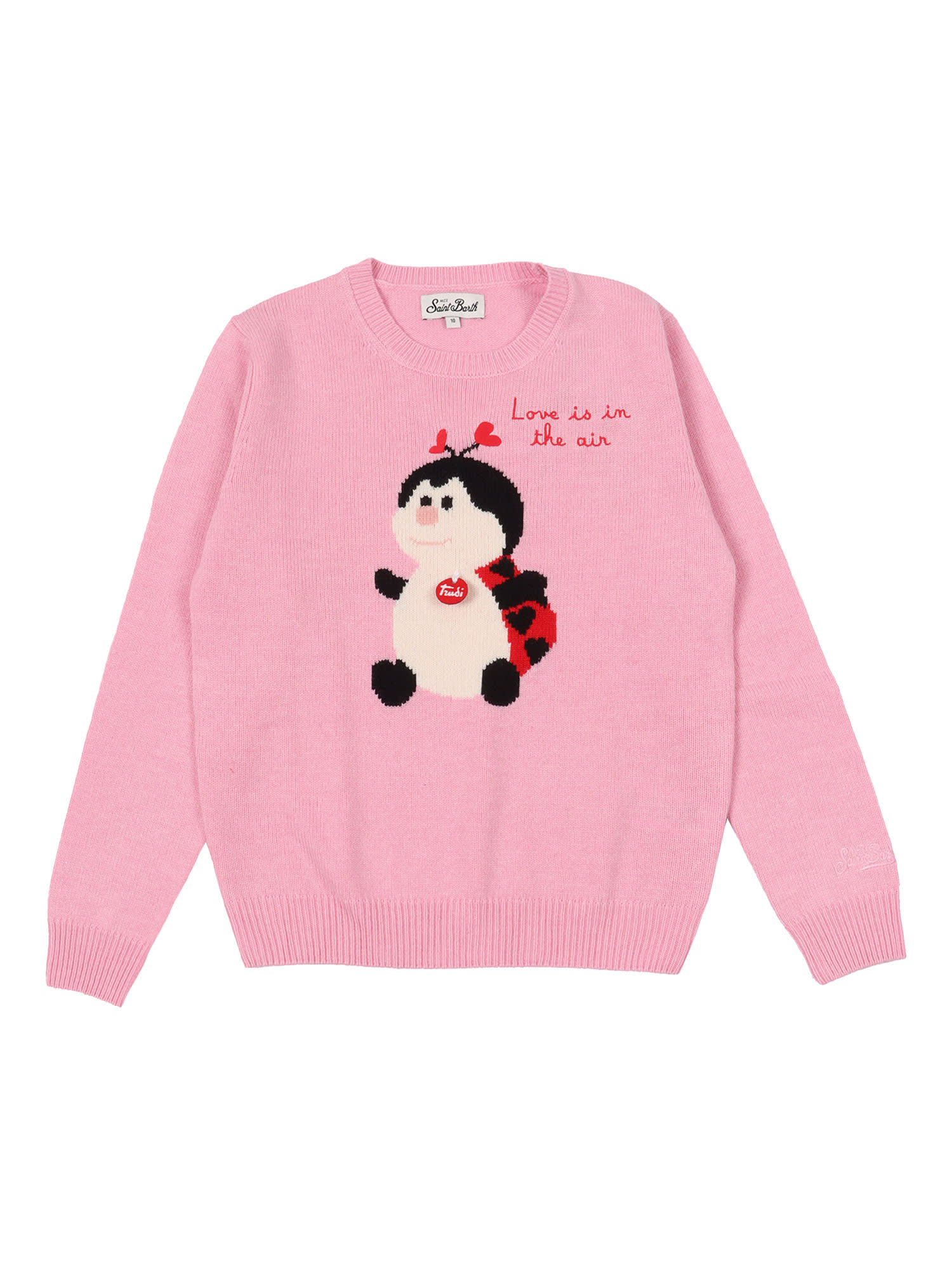 Mc2 Saint Barth Pink Wool-blend Sweater With Trudi Ladybug In Pink