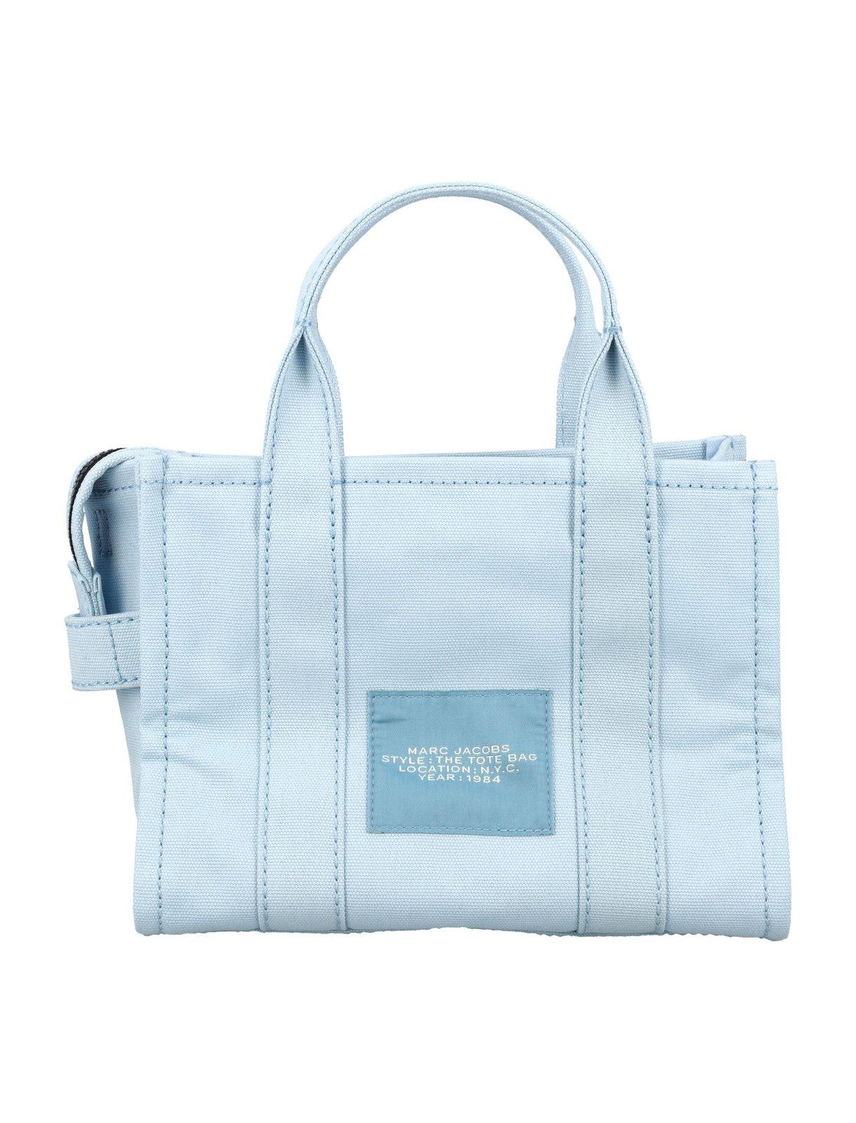 Shop Marc Jacobs Logo Printed Zip-up Small Tote Bag In Cloud Blue