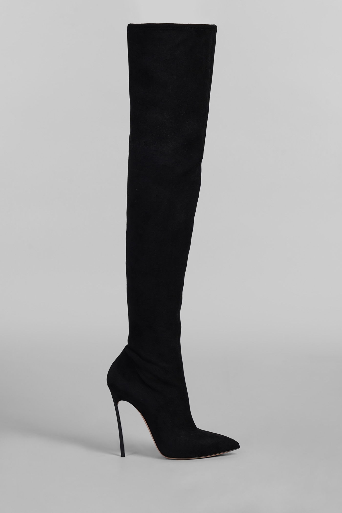 Casadei Blade High Heels Boots In Black Suede In Black