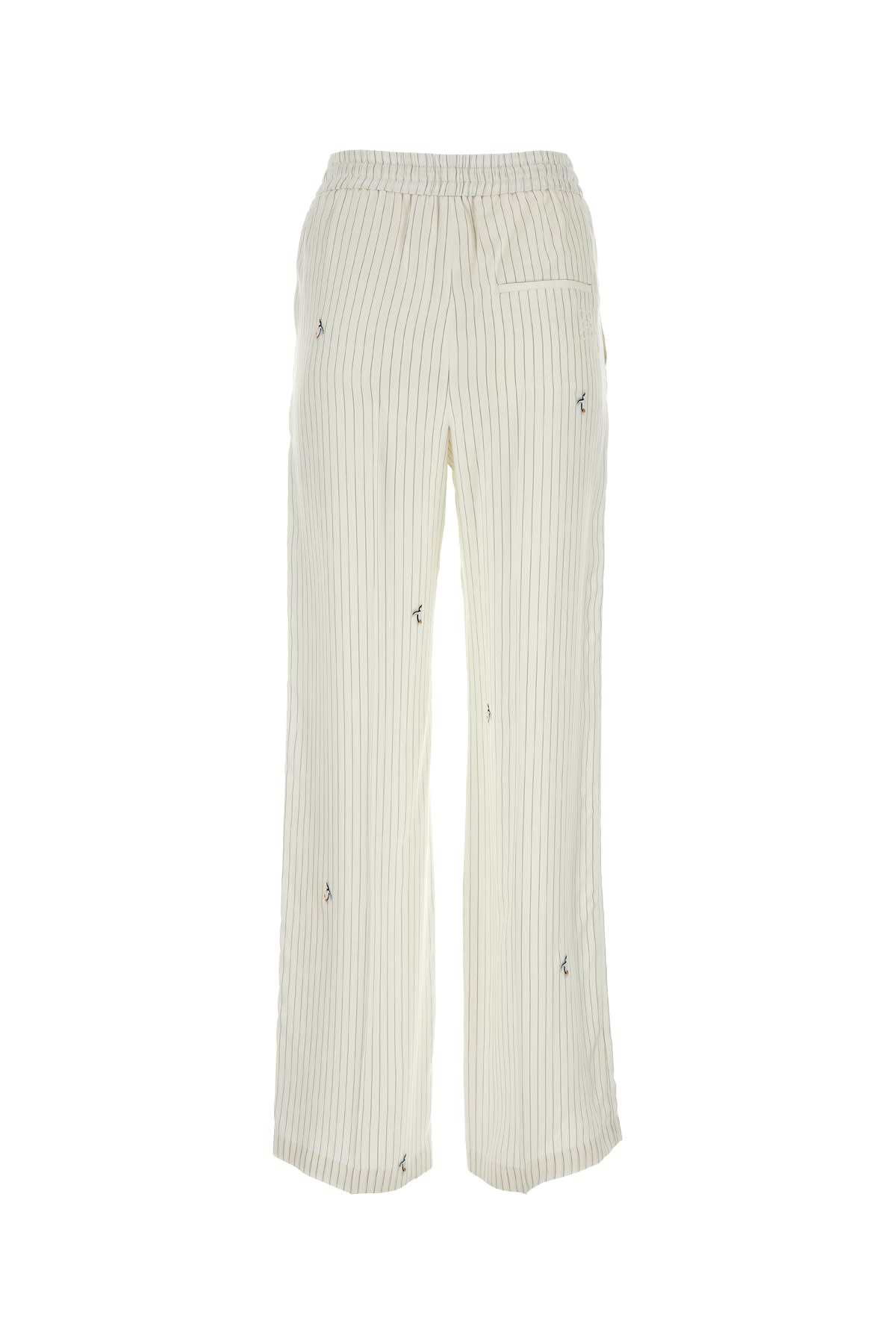 Loewe X Suna Fujita Striped Drawstring Pants In Whitegreymulticolor