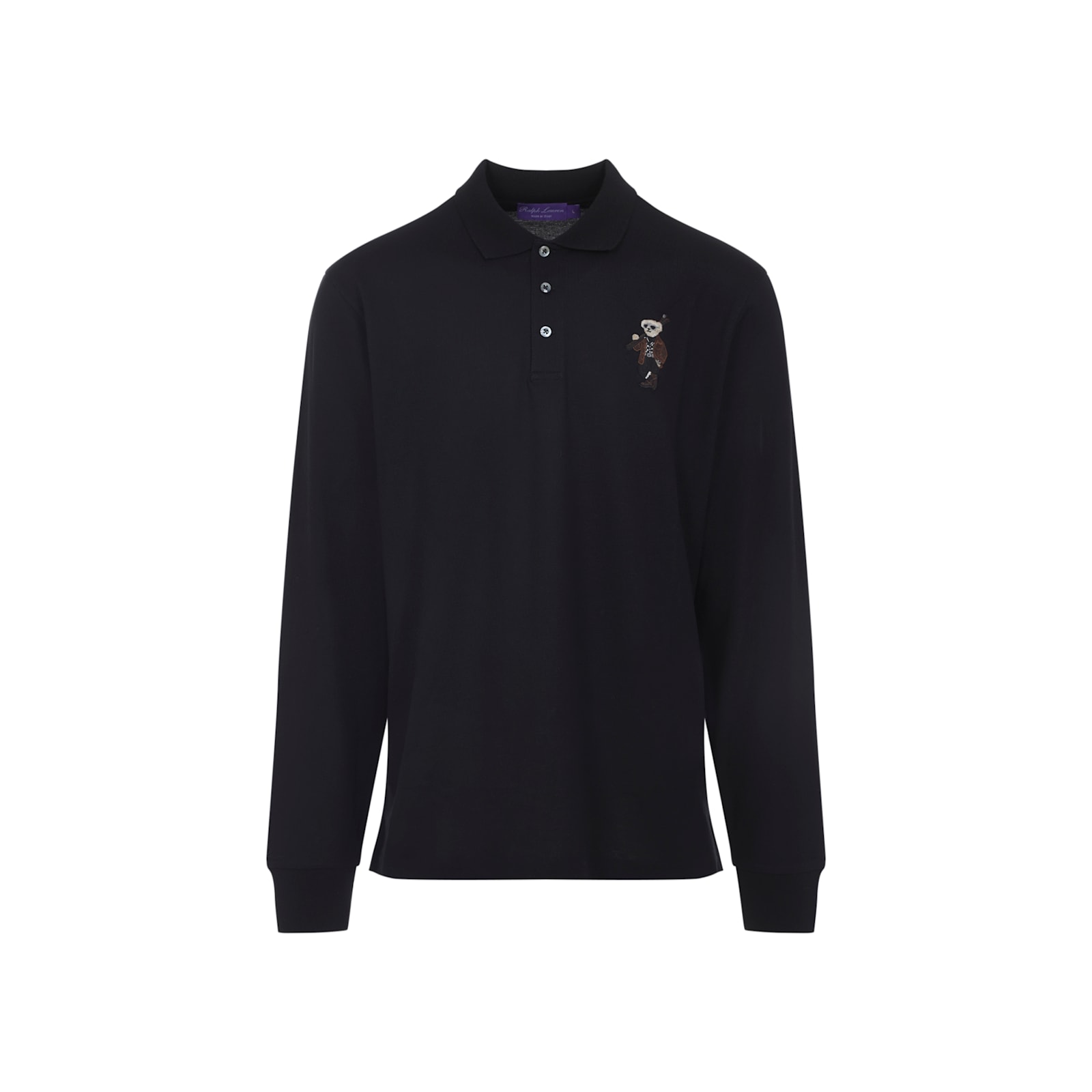 Ralph Lauren Long Sleeve Bear Cardigan With Ribbed Cuffs In Blue