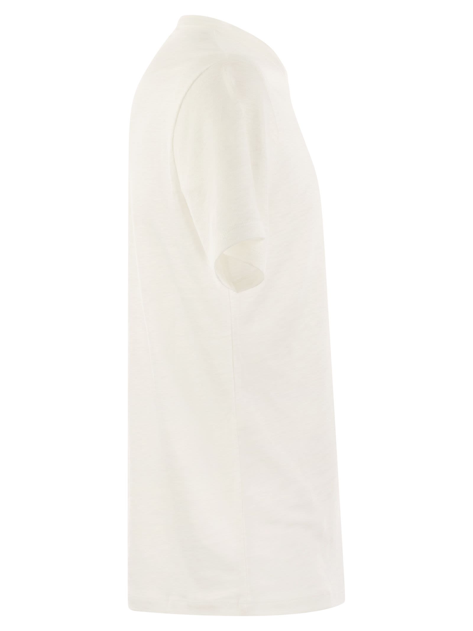 Shop Mc2 Saint Barth Ecstasea - Linen T-shirt With Pocket In White