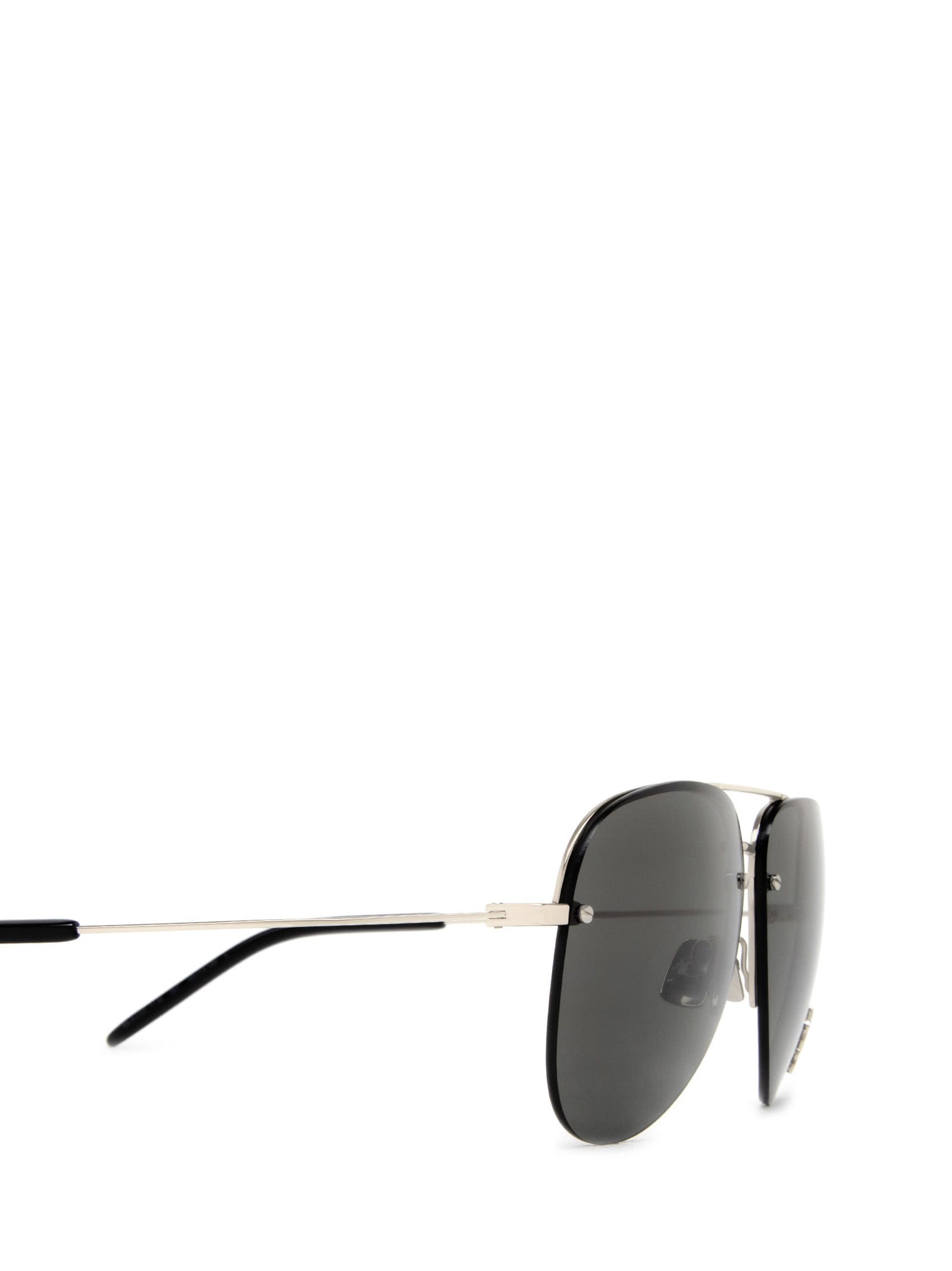 Shop Saint Laurent Classic 11 M Silver Sunglasses