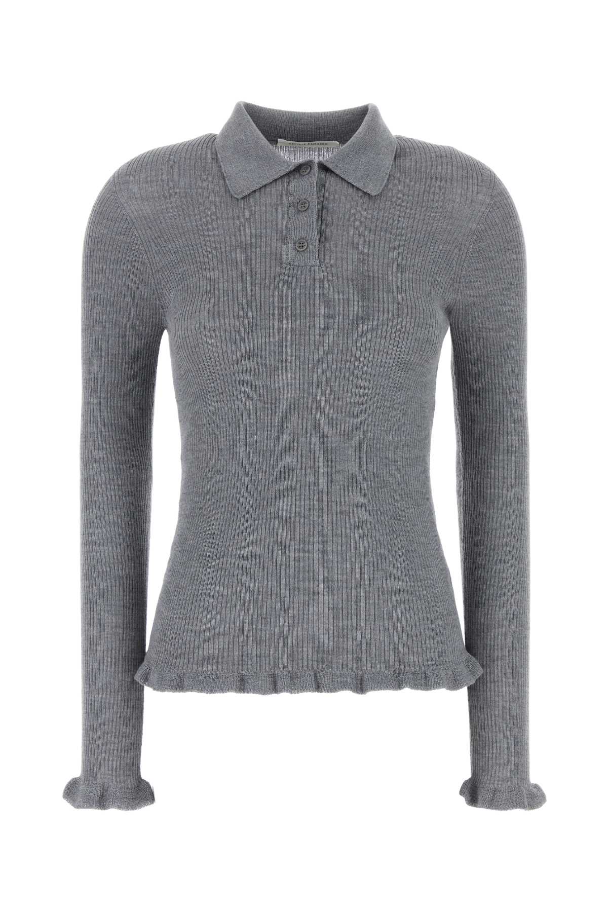 Shop Cecilie Bahnsen Grey Wool Oda Polo Shirt In Greymelange