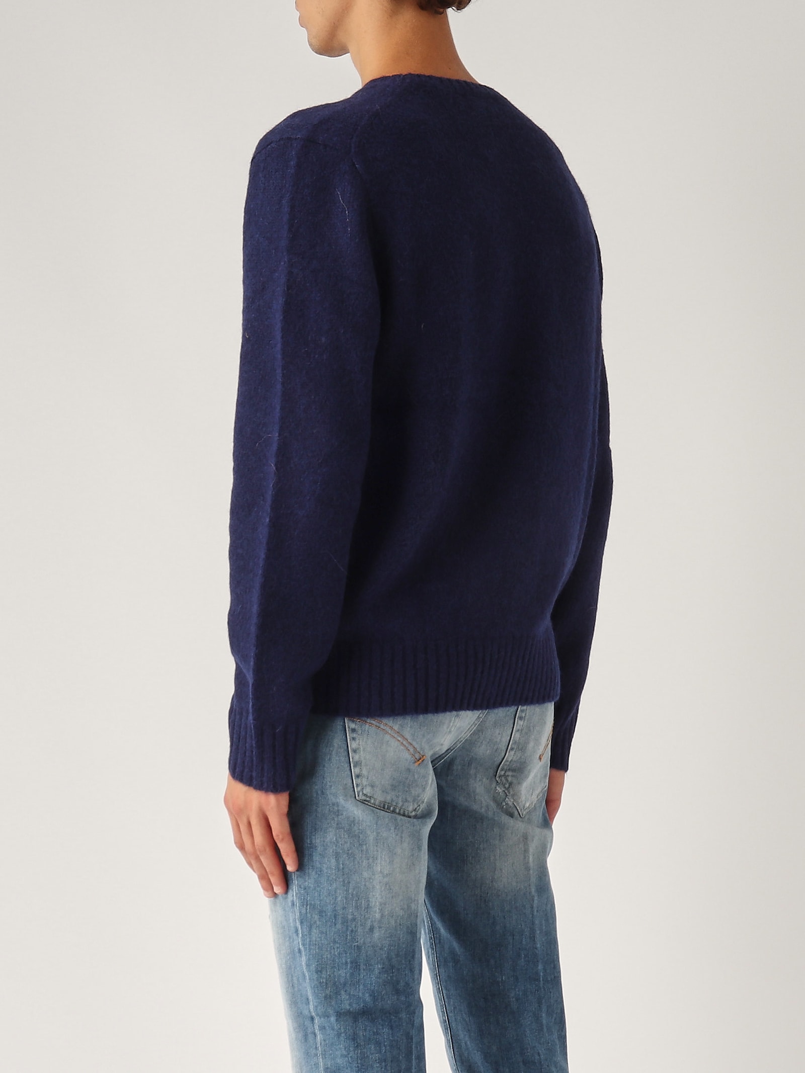 Shop Polo Ralph Lauren Maglia Uomo Effetto Texture Sweater In Navy