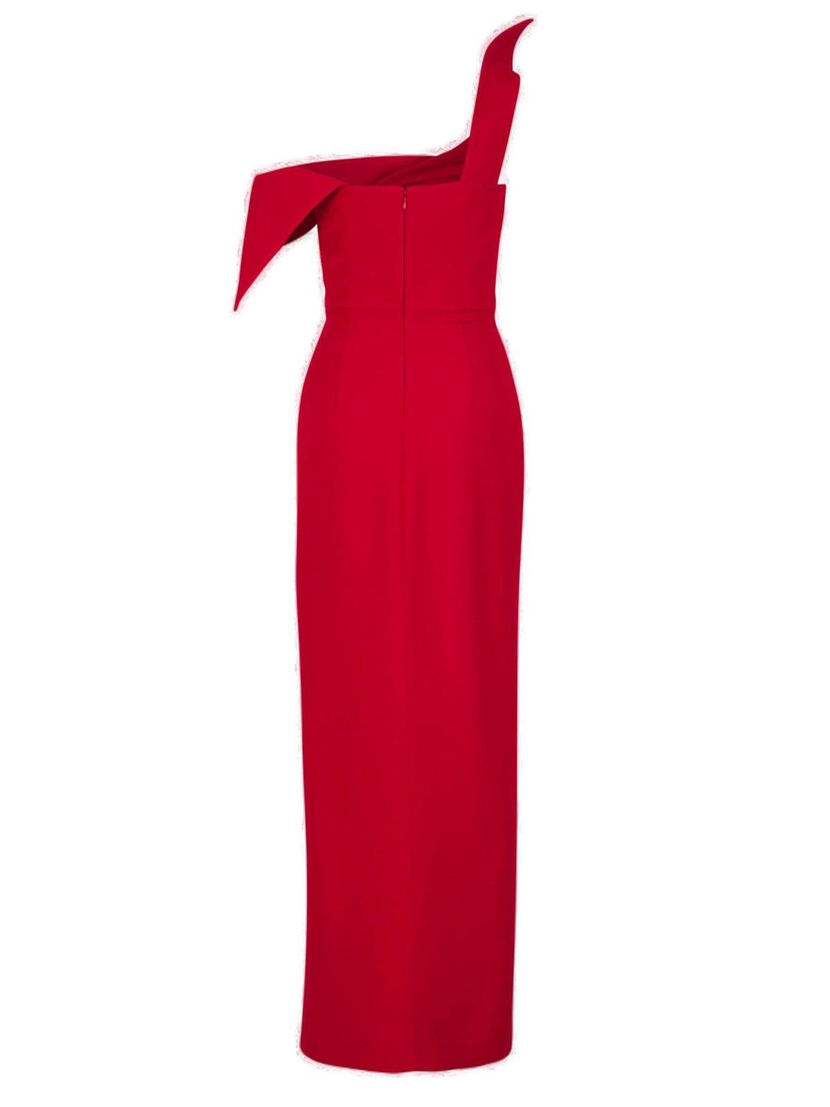 ROLAND MOURET OFF-SHOULDER ASYMMETRIC MAXI DRESS 