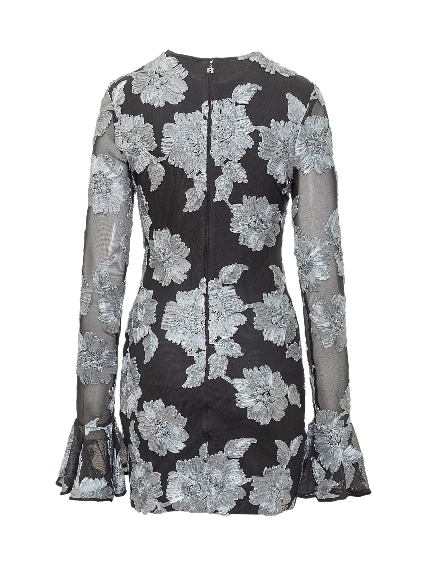 Shop Rotate Birger Christensen Dress With Floral Pattern In Grey Pinstripe