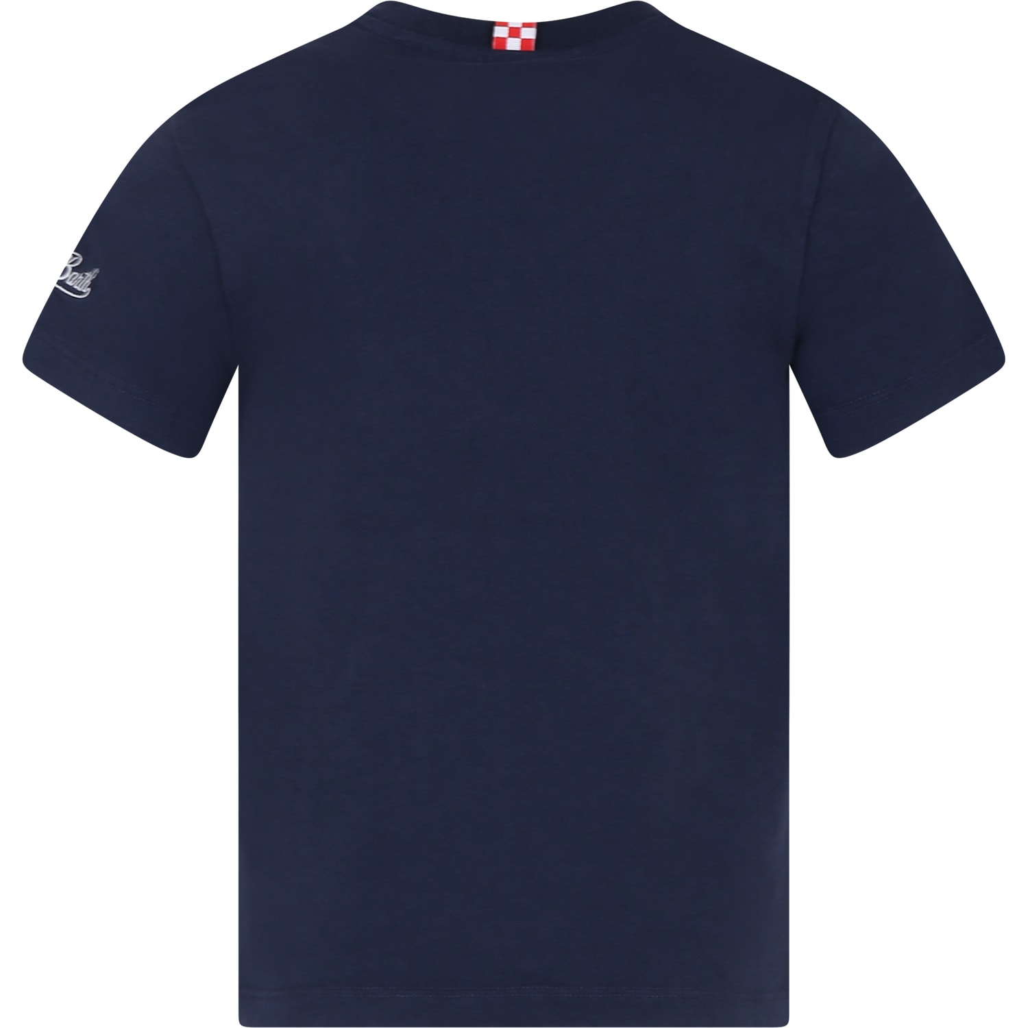 Shop Mc2 Saint Barth Blue T-shirt Forboy With Pelican Print And Logo