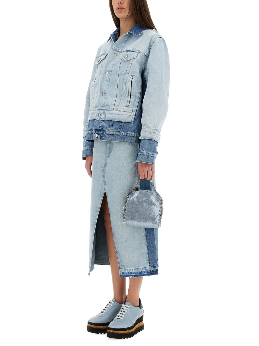 Stella Mccartney Denim Skirt With Contrasting Panel In Denim