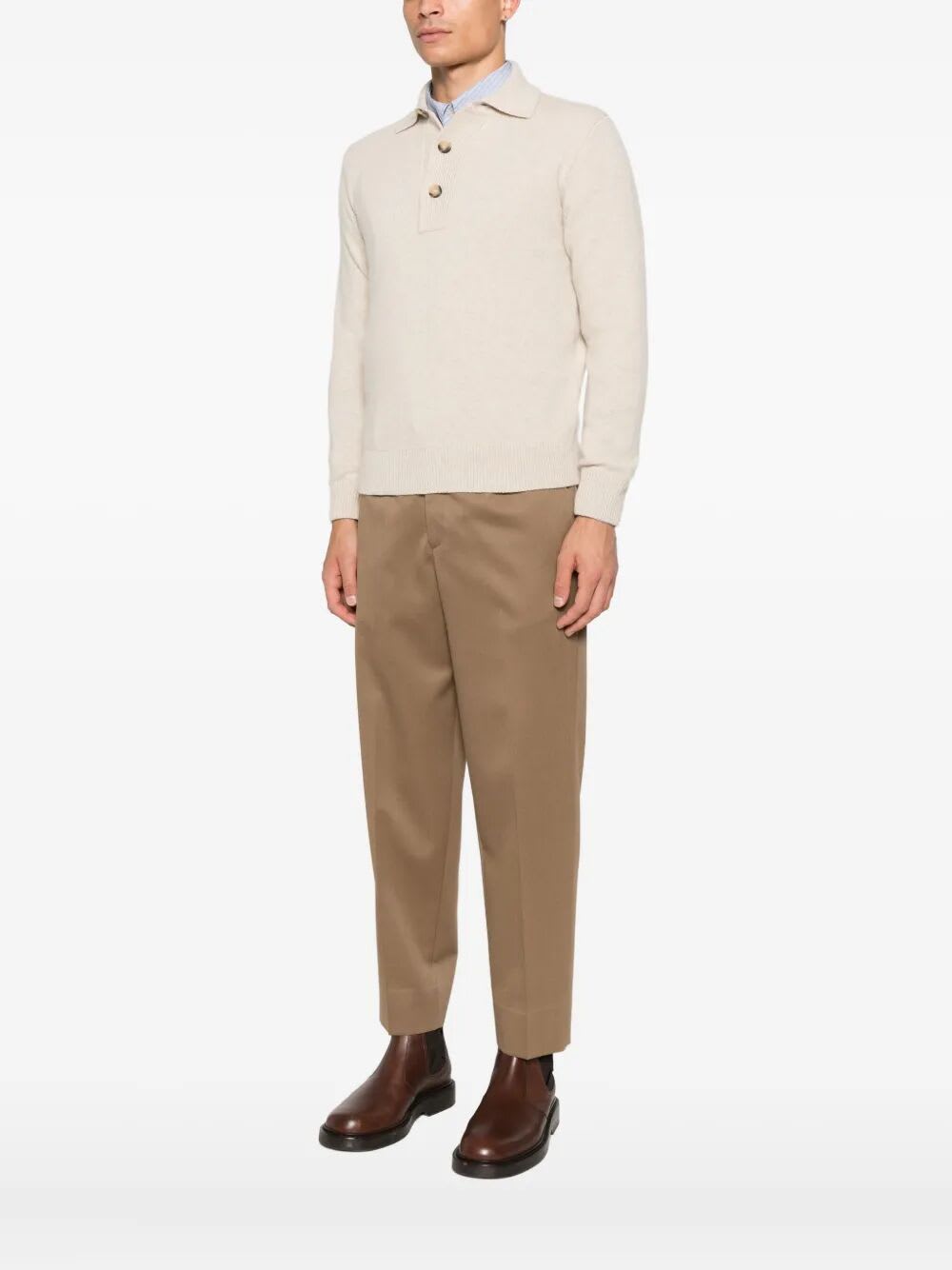 Filippo De Laurentiis Polo Sweater Ls In Neutral