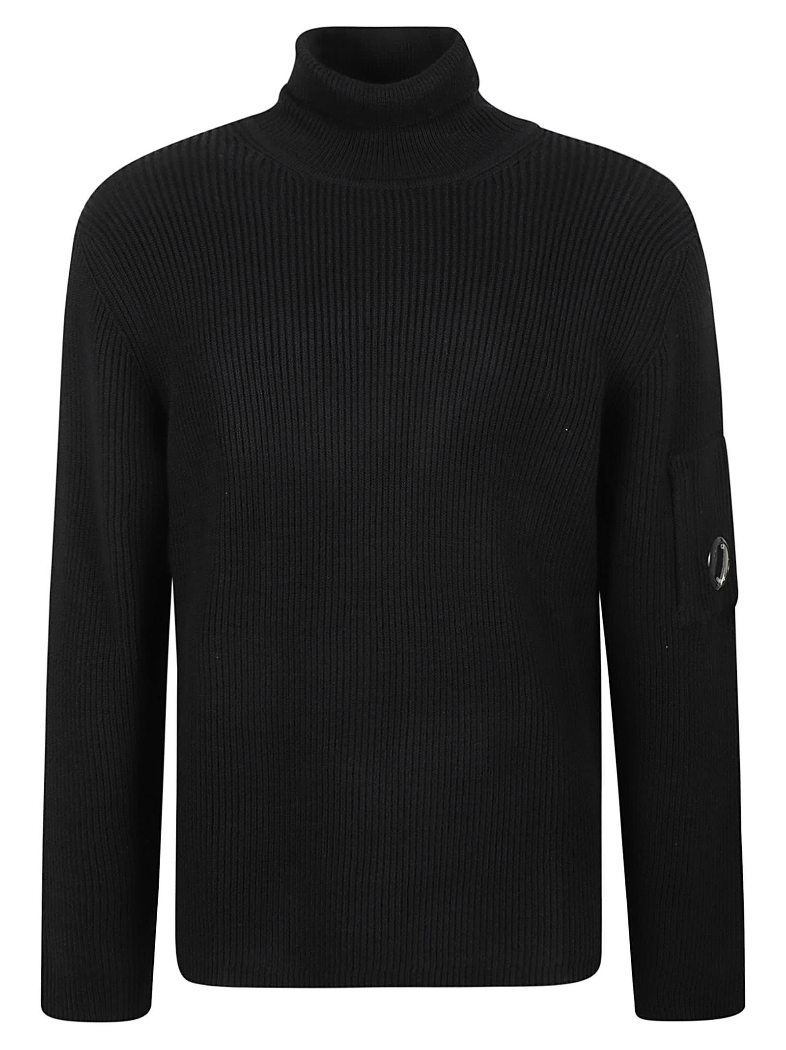 Shop C.p. Company Full Rib Turtleneck Pullover In Black