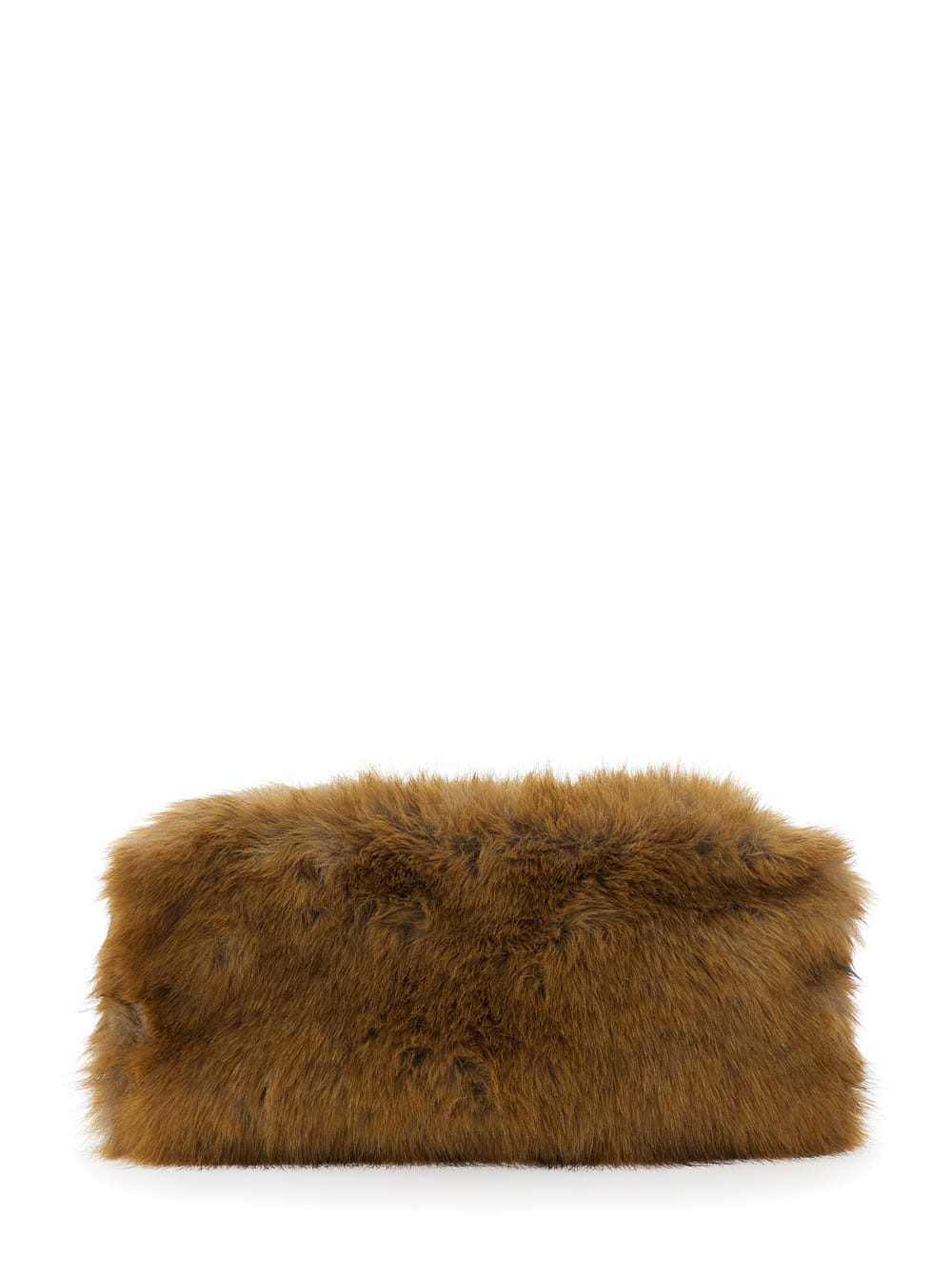 Msgm Fluffy Brown Clutch Bag With Fur Desing In Faux Fur Woman In Brown