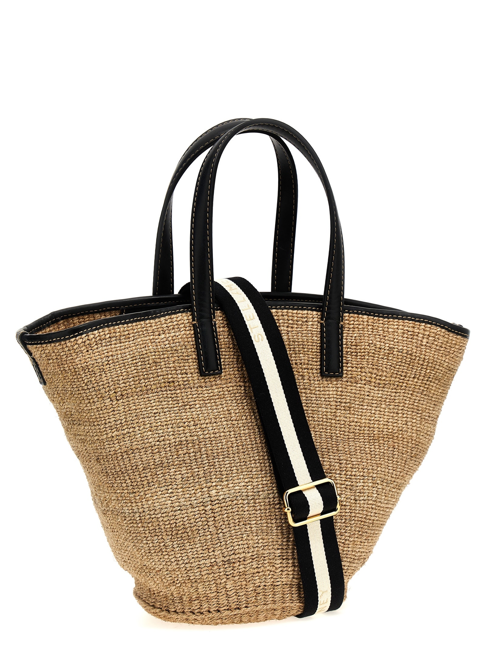 Shop Stella Mccartney Eco Abaca Basket Handbag In Black