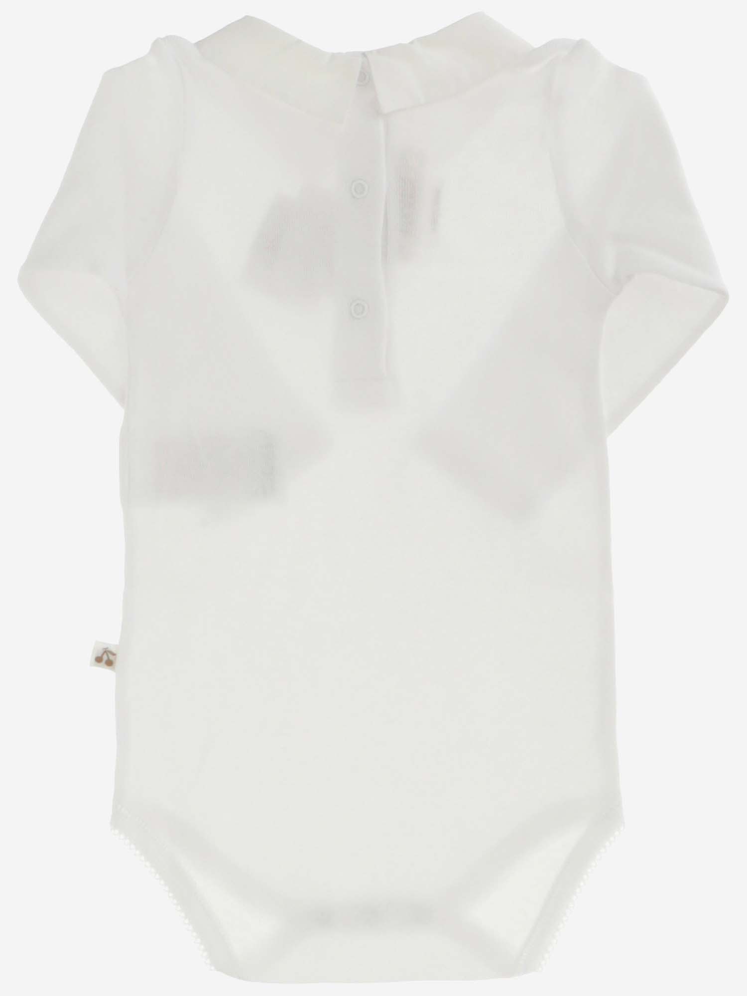 Bonpoint Cotton Bodysuit With Logo In White