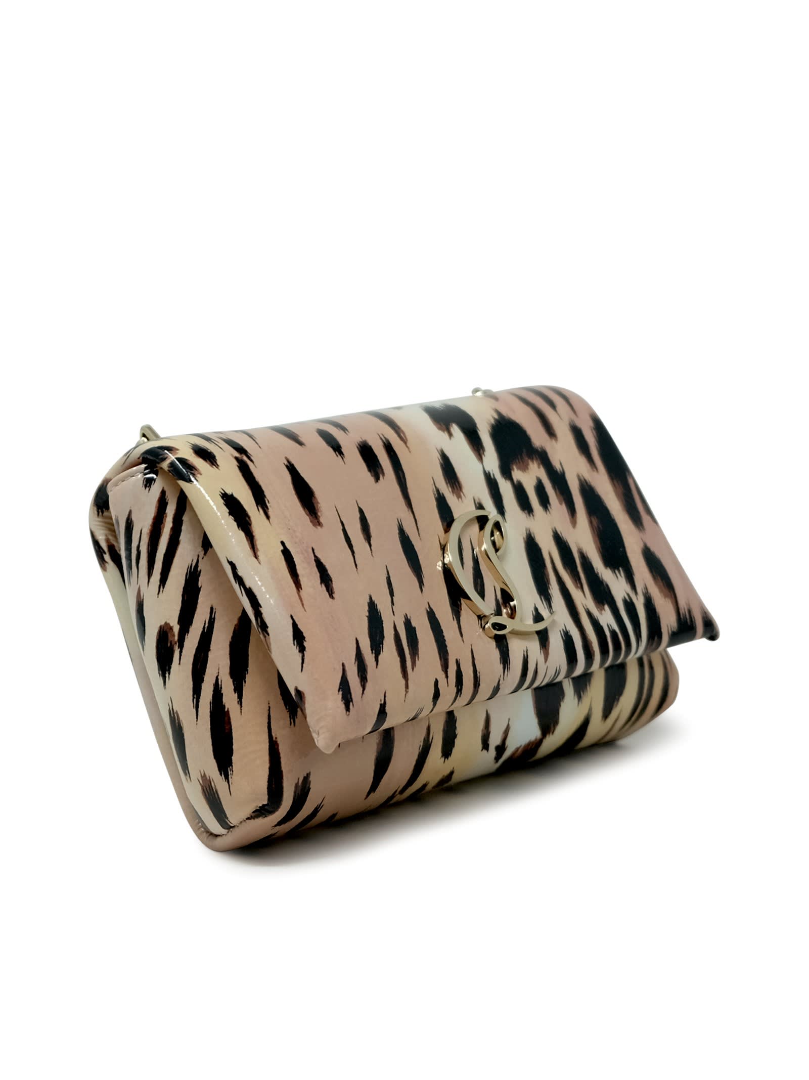 Christian Louboutin Leopard Gigi Naplak Leather Loubi54 Pouch Bag In Leopard