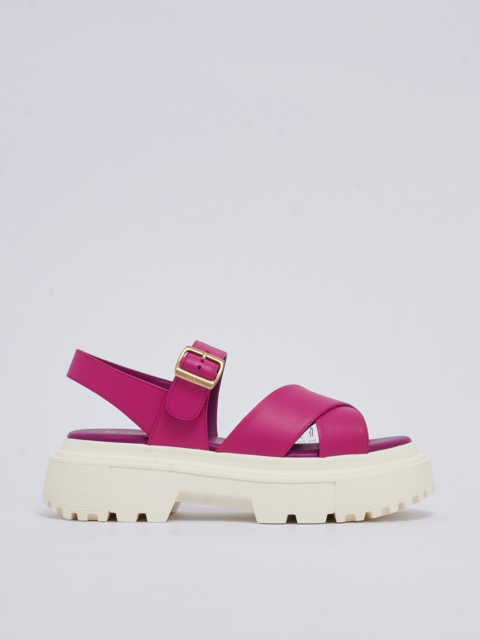 Shop Hogan H644 Sandalo Fascia Incrociata Sandal In Magenta