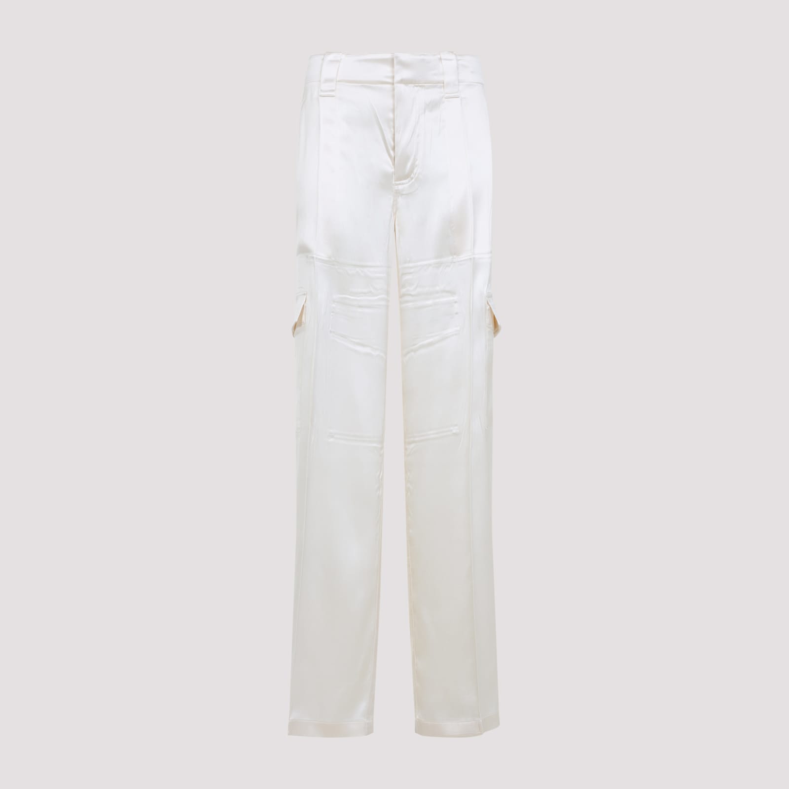 Phoebe Philo Liquid Cargo Pants In Silk Blend In White