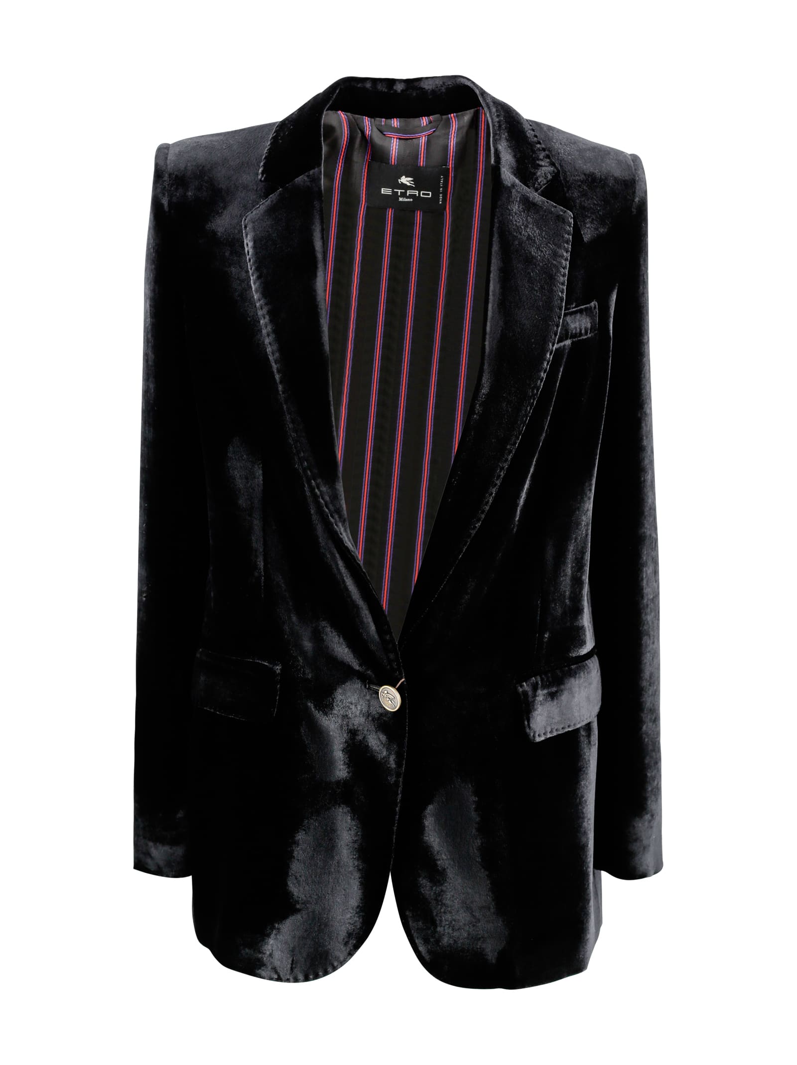 Shop Etro Velvet Jacket In Black