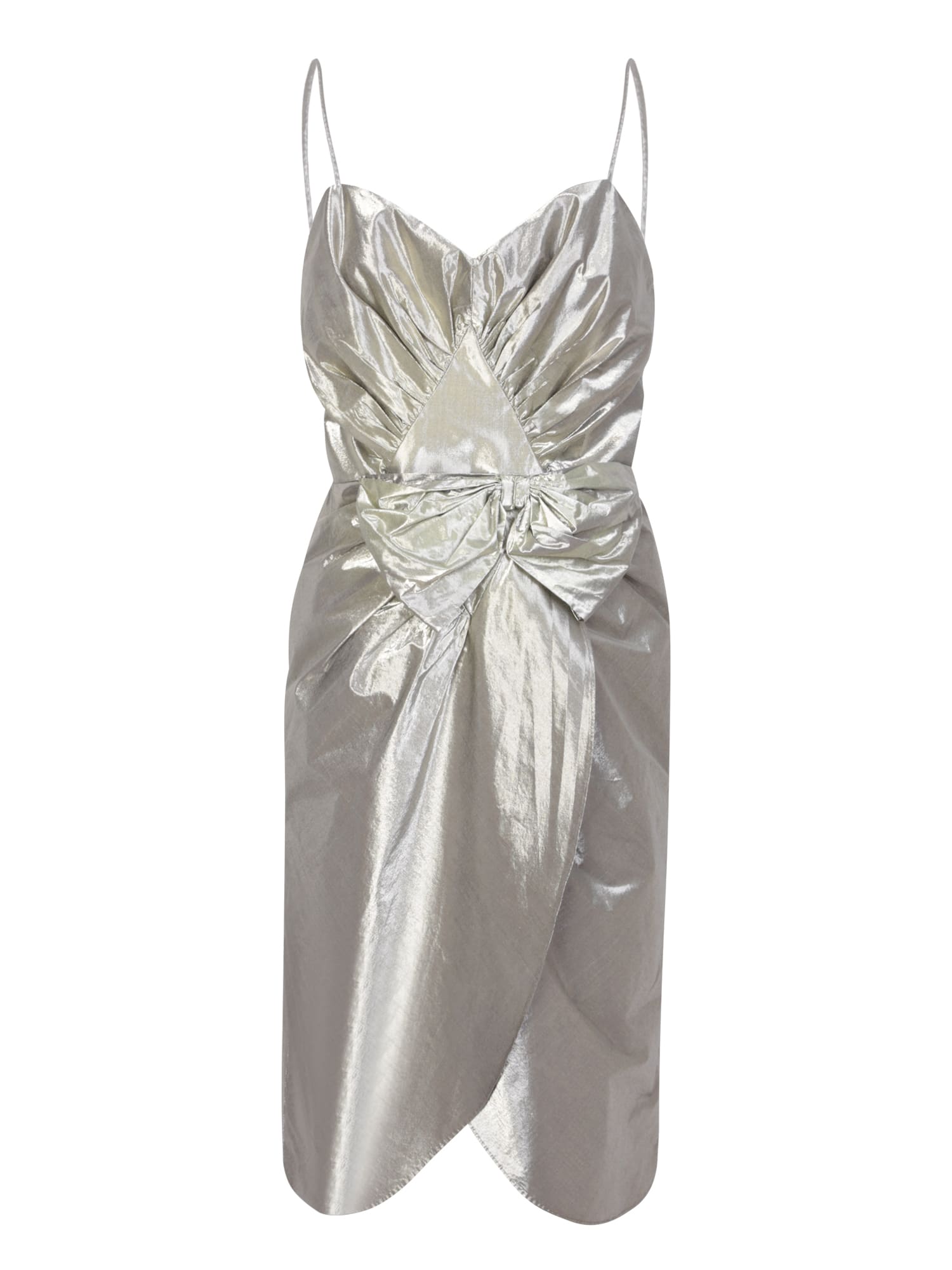 Shop Maison Margiela Bow Midi Dress In Metallic
