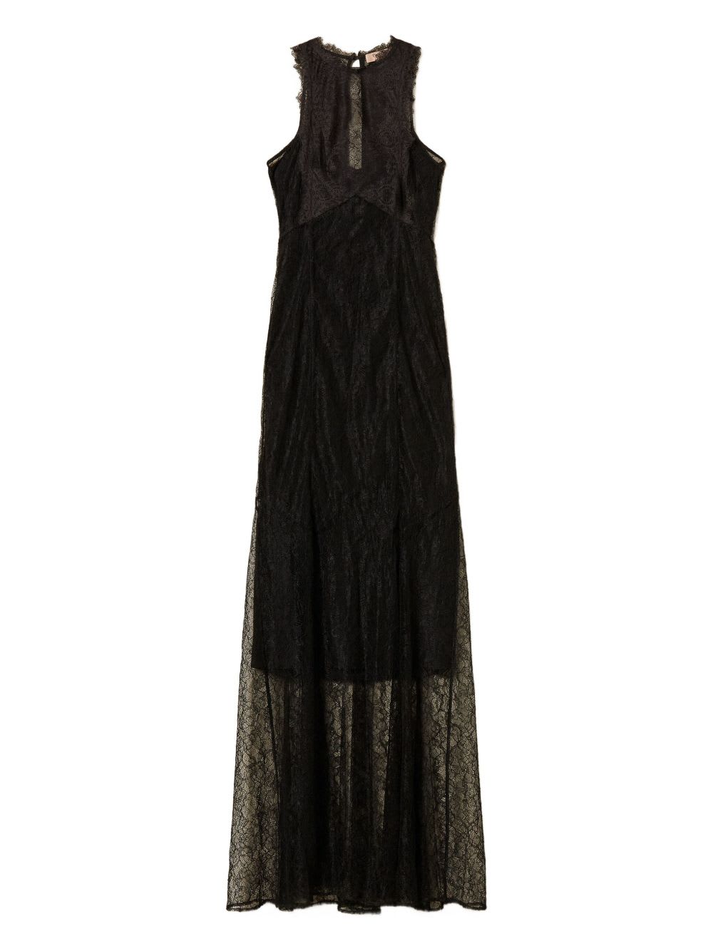 Twinset Long Dress With Applique In Black