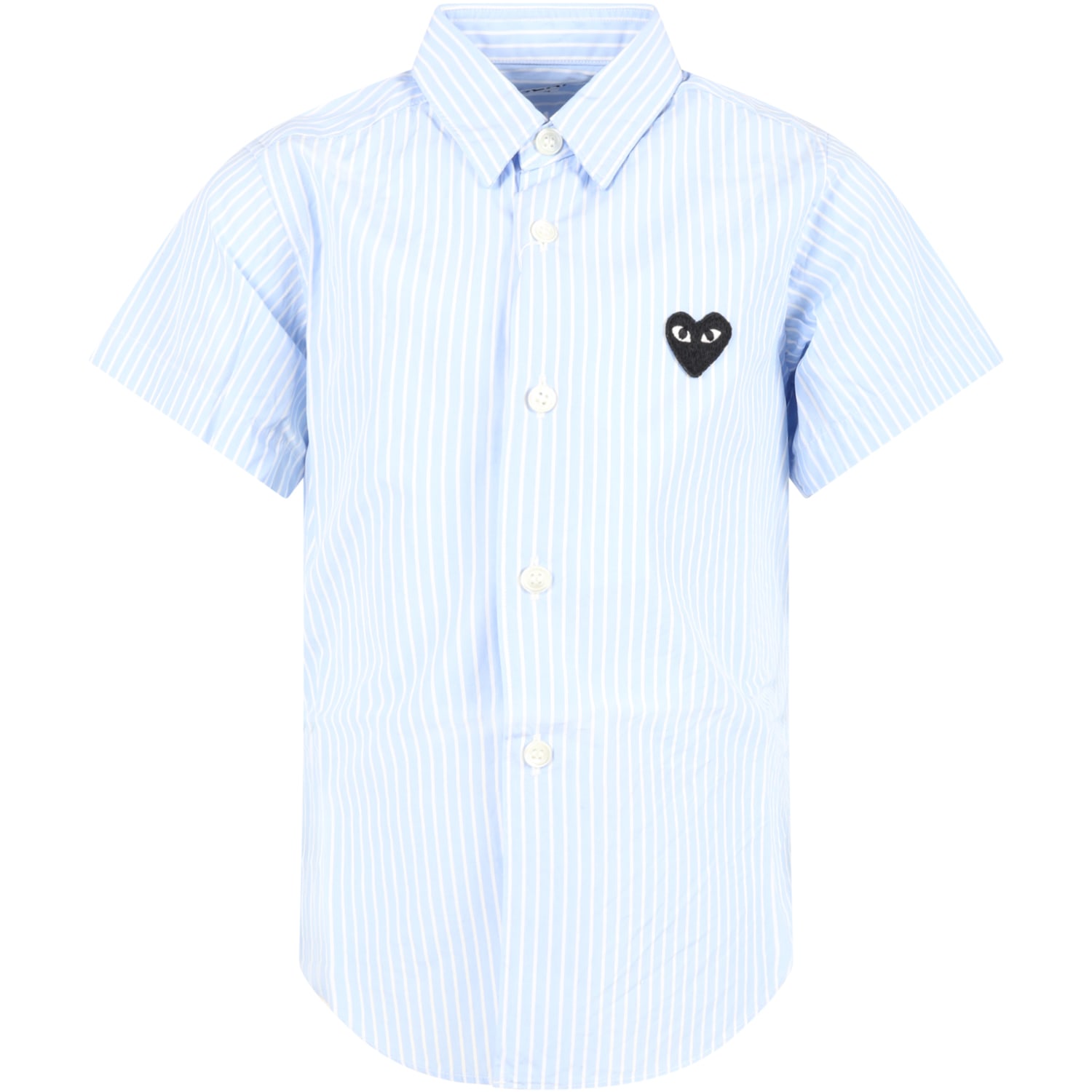 Comme des Garçons Play Light Blue Shirt For Kids With Black Heart