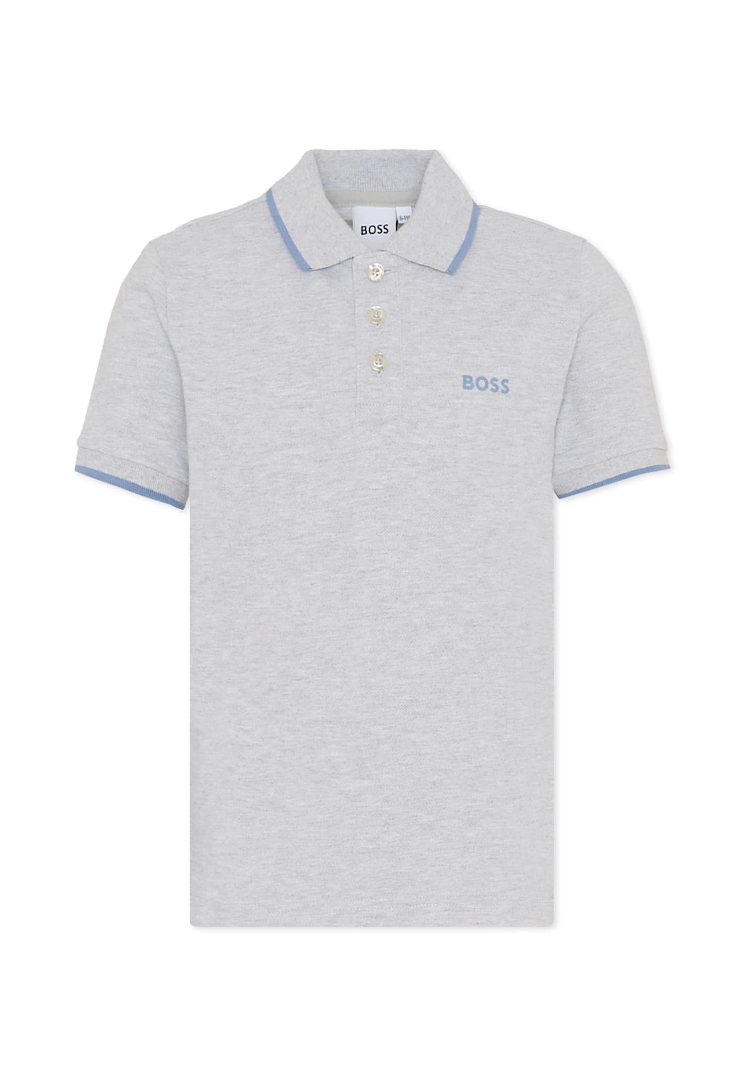 Hugo Boss Kids' Grey Polo Shirt For Boy With Polo In Gray