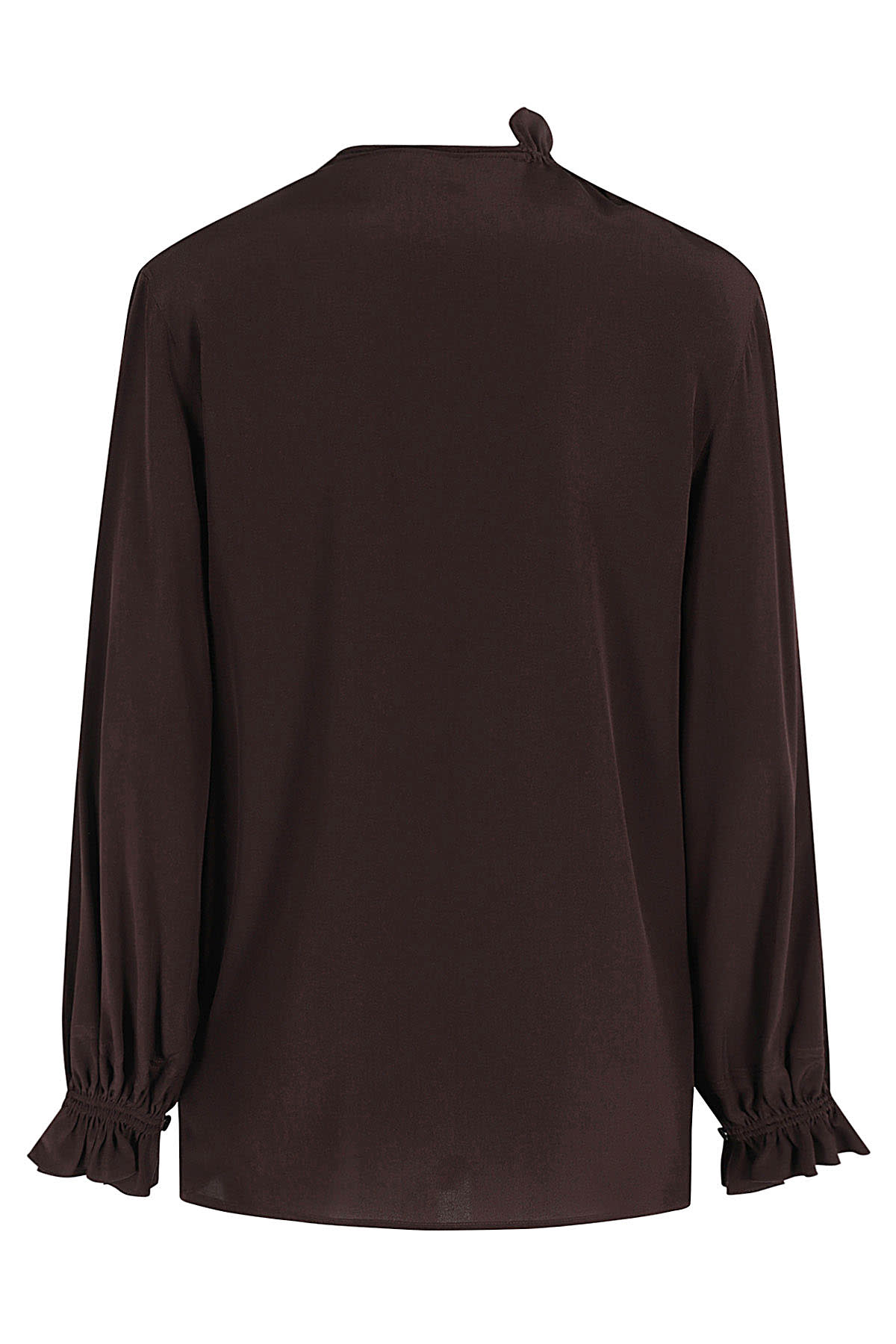 Shop Victoria Beckham Ruffle Neck Blouse In Deep Mahogany