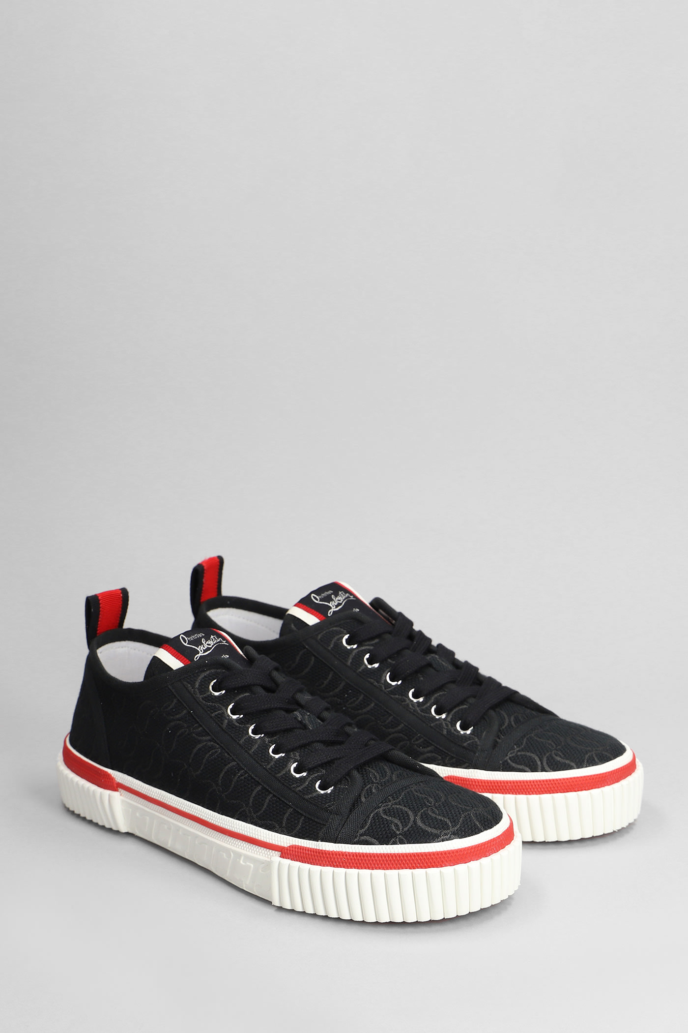 Shop Christian Louboutin Pedro Junior Sneakers In Black Cotton