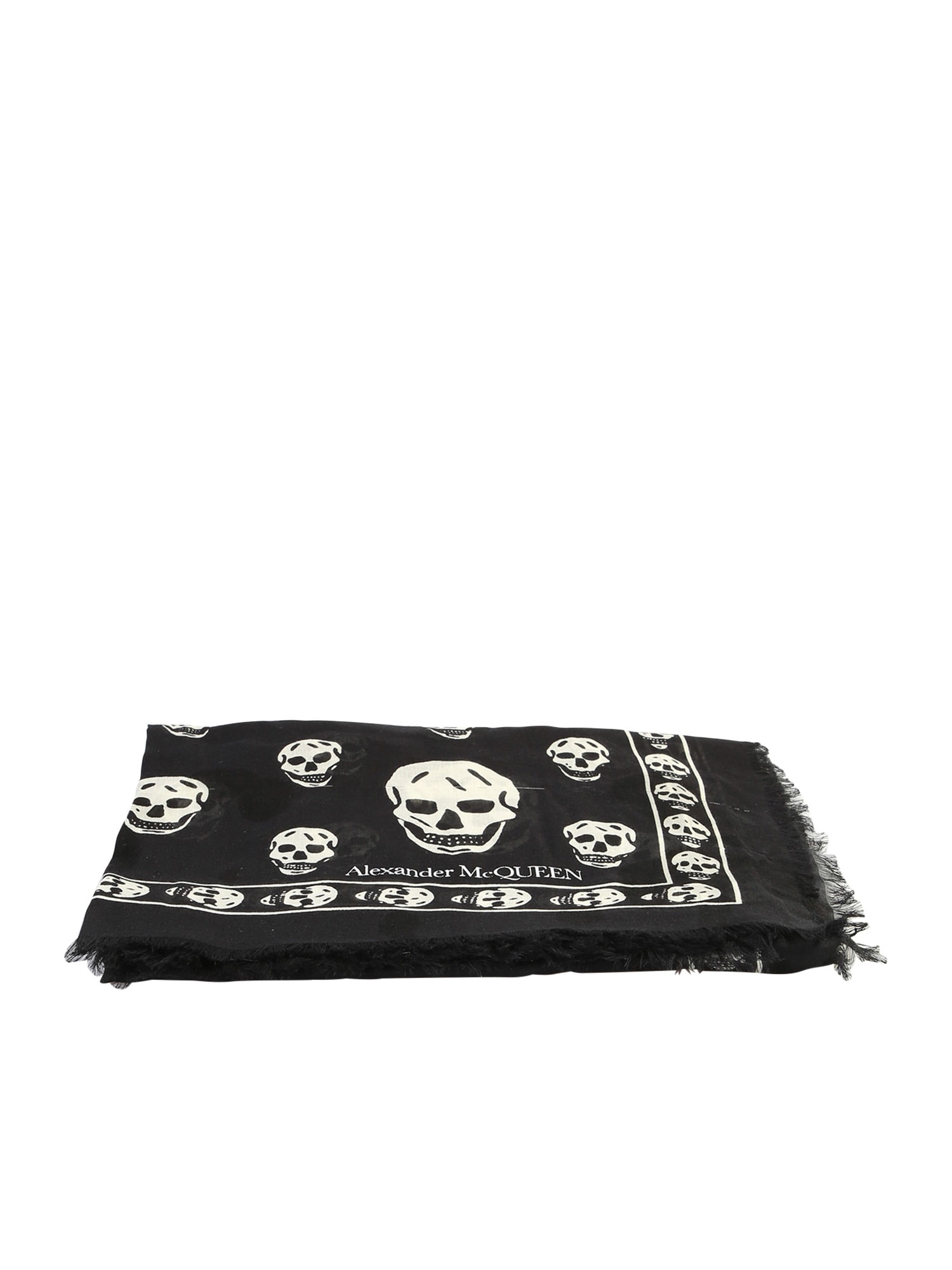 Shop Alexander Mcqueen Skull Print Scarf In Black