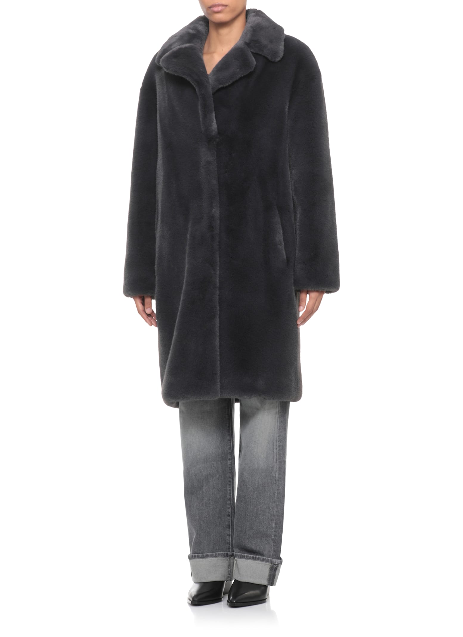 Stand Studio Camille Cocoon Coat In Gray