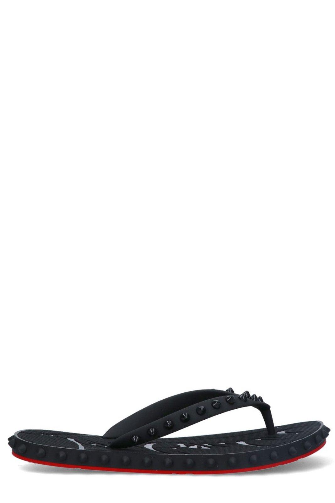 Shop Christian Louboutin Super Loubi Flip Sandals In Black