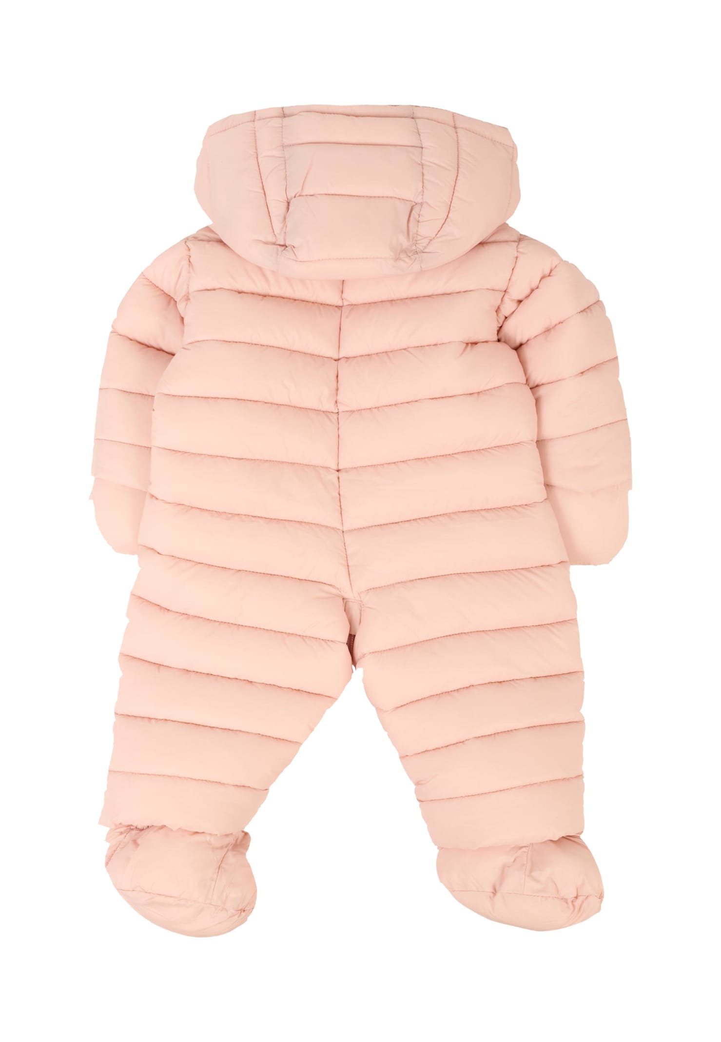 Save The Duck Pink Down Jacket For Baby Girl With Logo In Pink