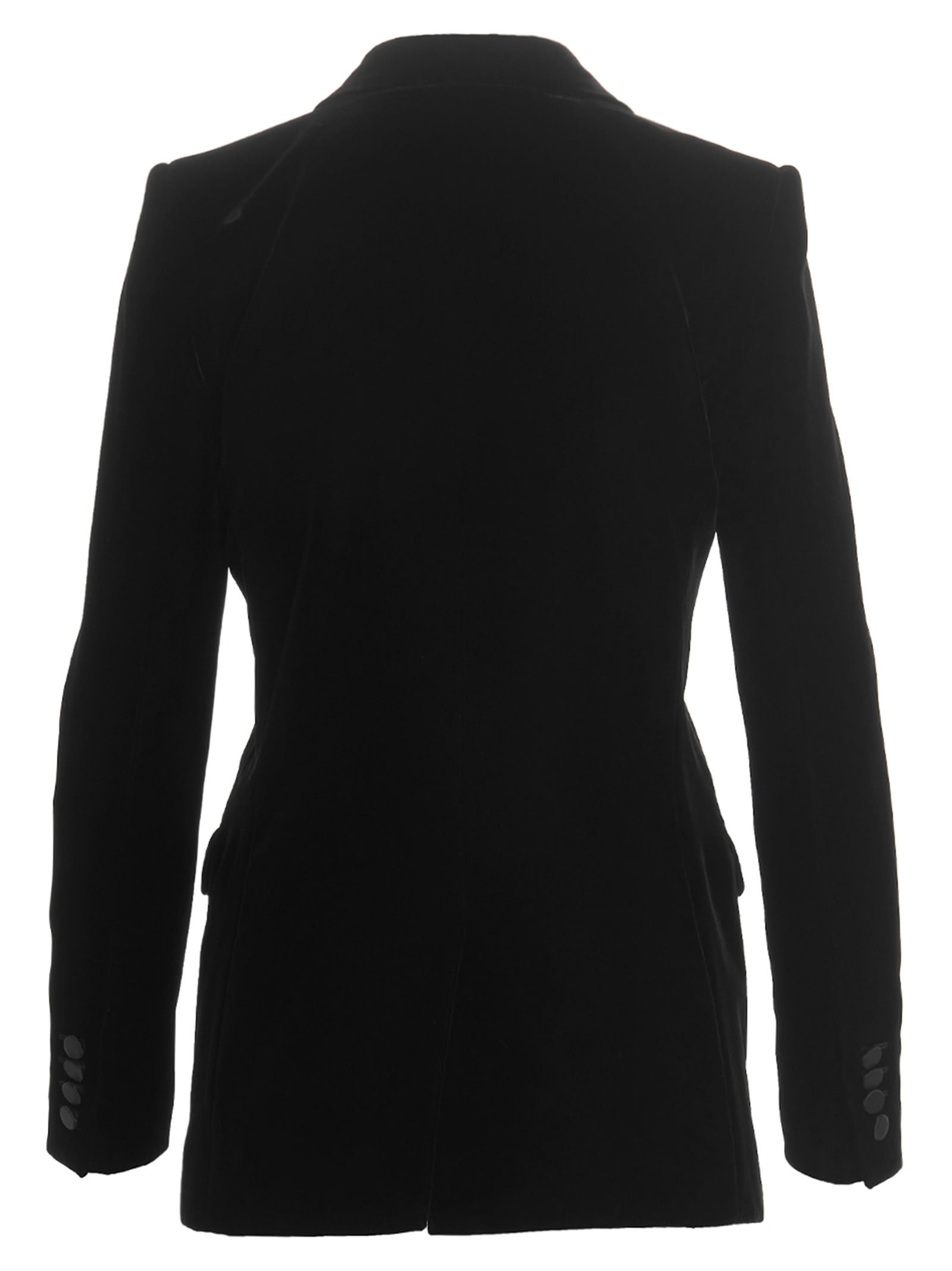 Shop Saint Laurent Velvet Smoking Blazer In Nero