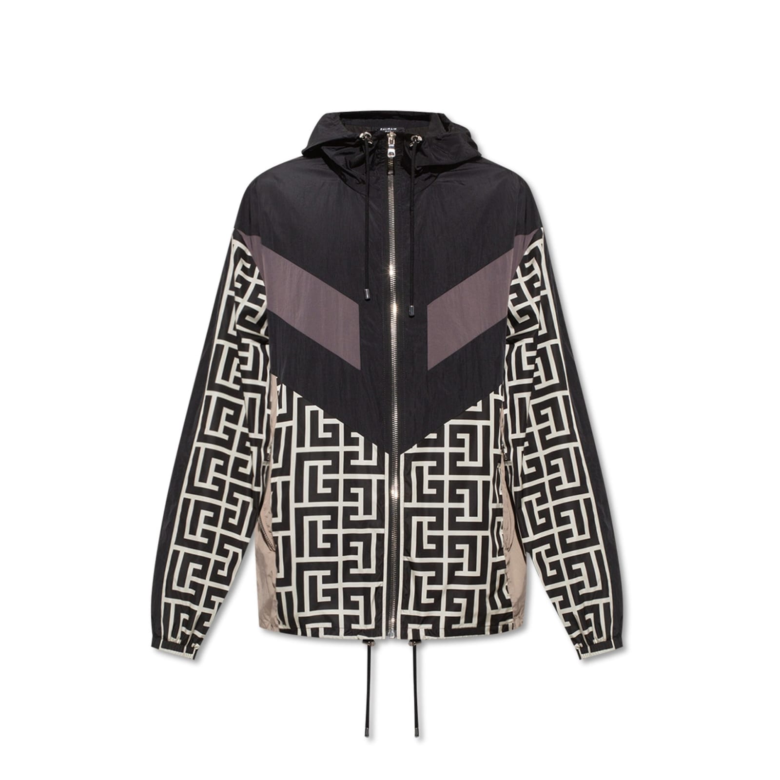 Balmain Jacket With Maxi Monogram Logo Print In Black