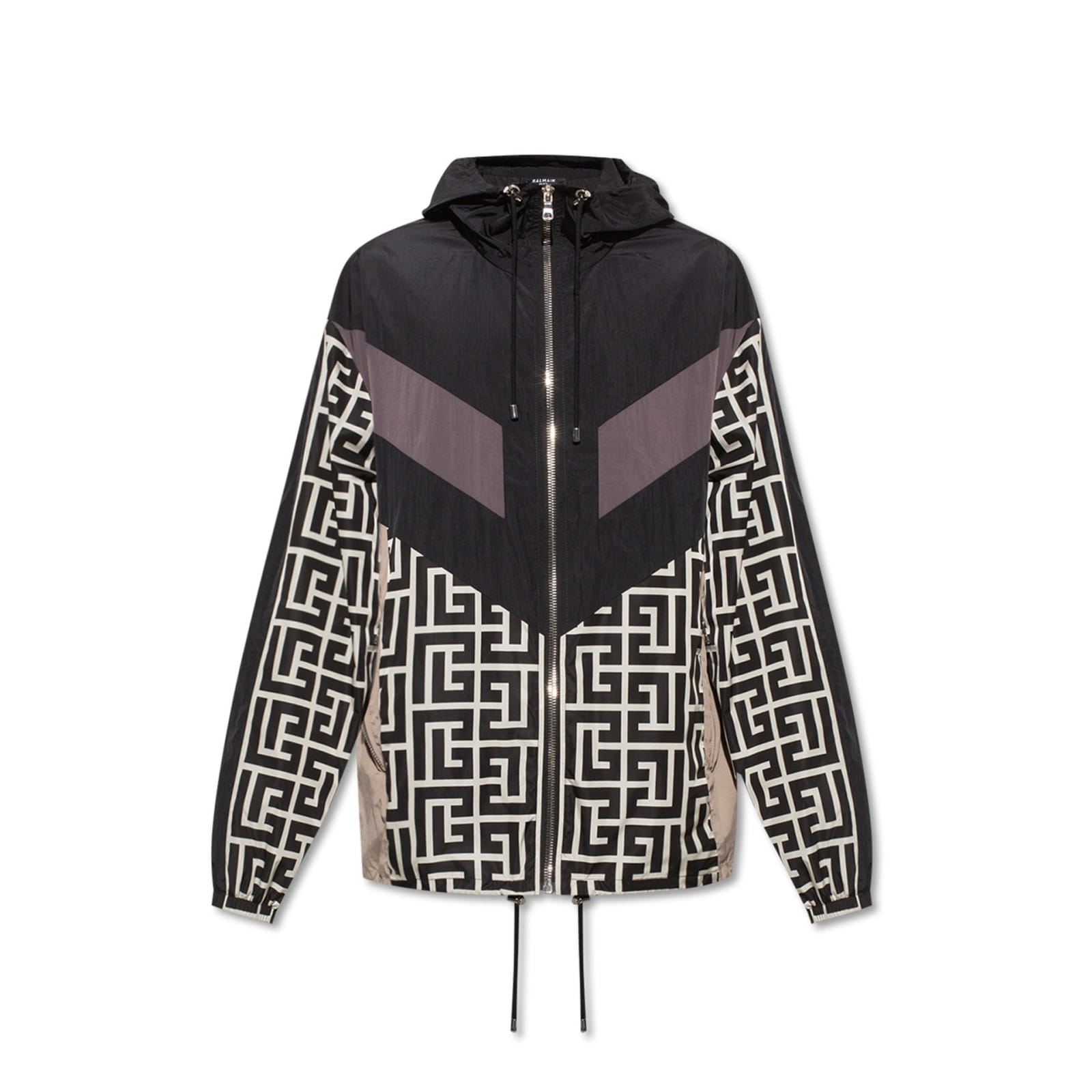 Shop Balmain Nylon Monogram Jacket In Black