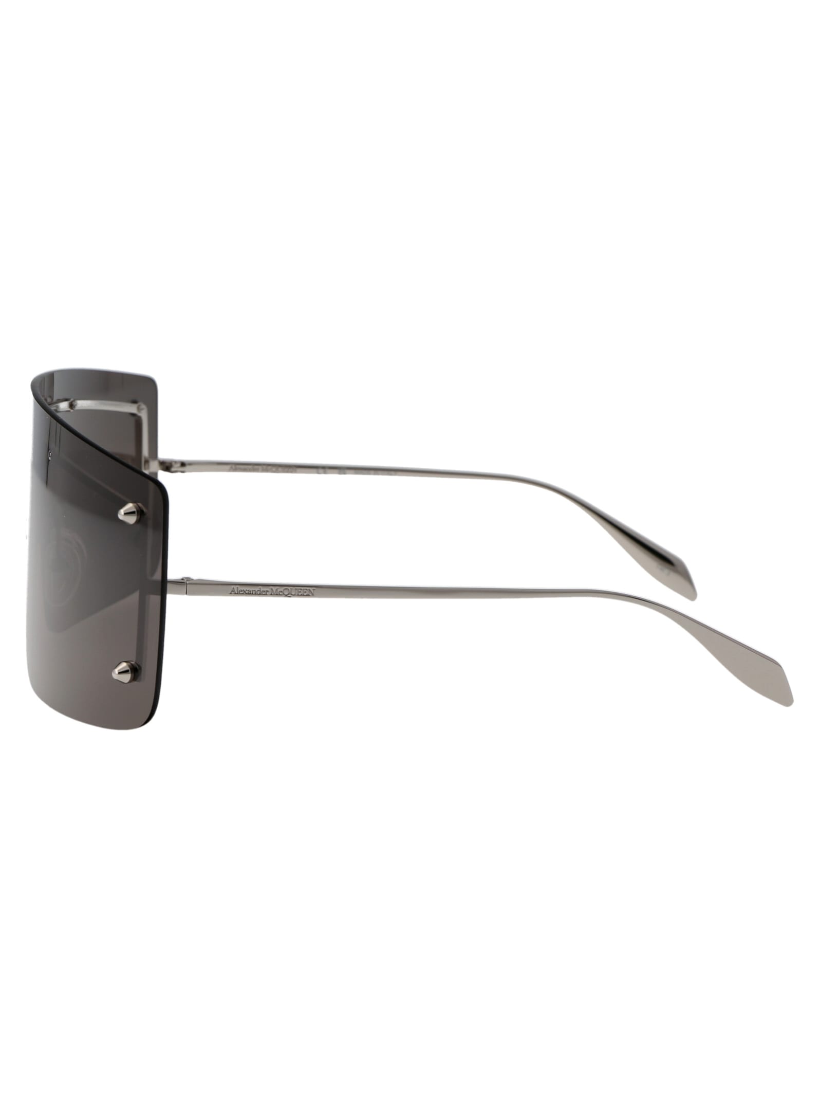 Shop Alexander Mcqueen Am0412s Sunglasses In 001 Silver Silver Grey