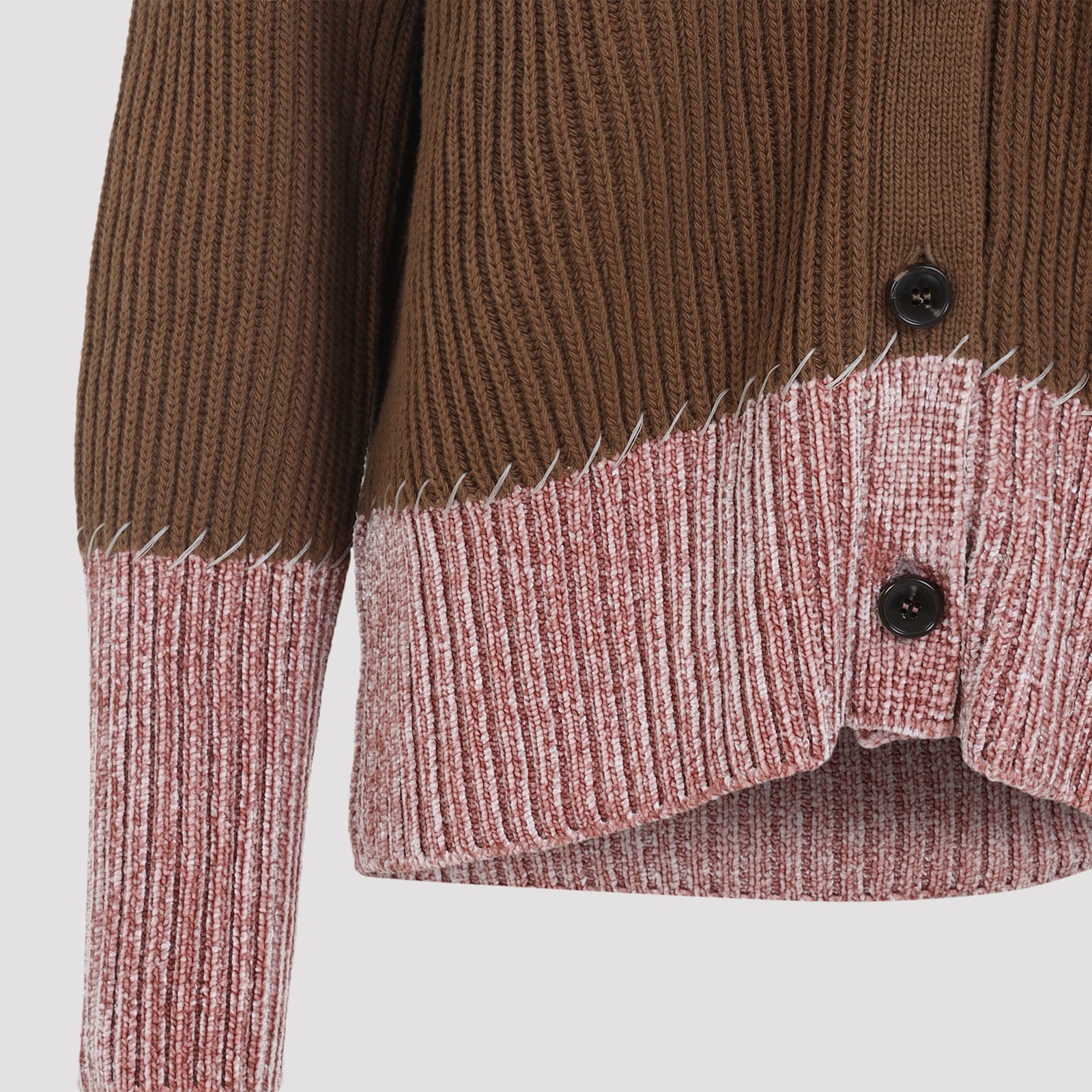 Marni Two Tone V Neck Cardigan In Brown