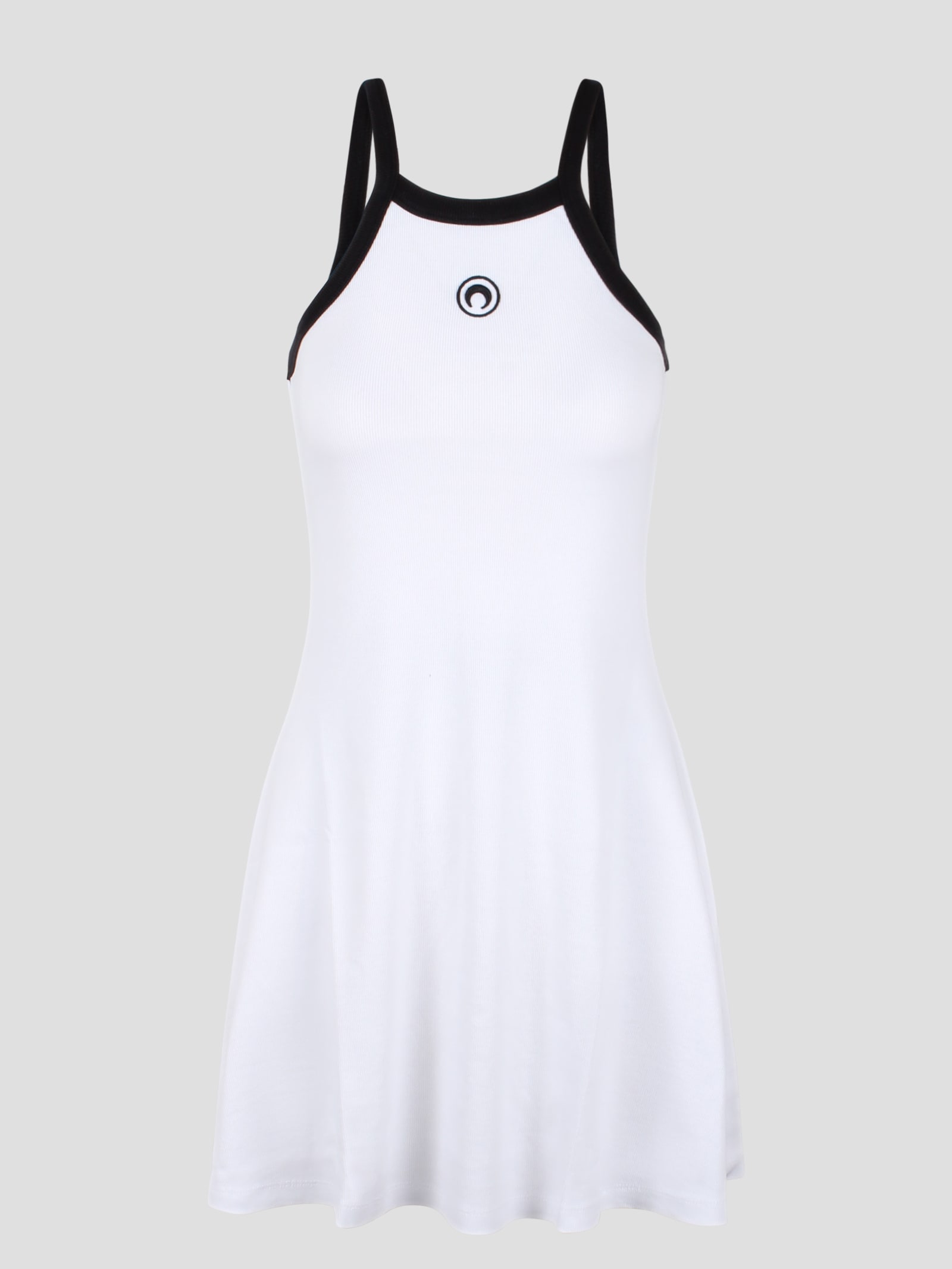 Shop Marine Serre Organic Cotton Rib Flared Dress In White