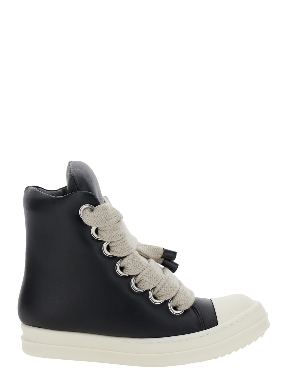 jumbo Black Sneakers With Oversized Laces In Leather Woman