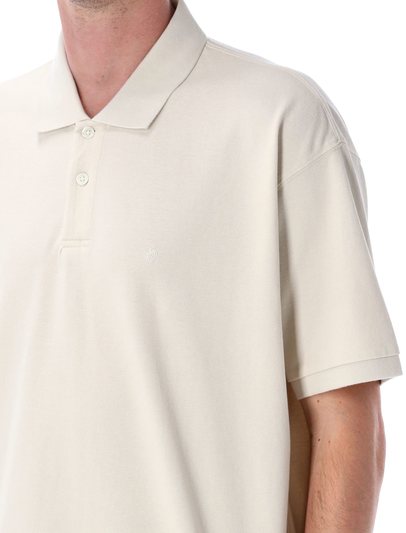 Stussy Classic Pique Polo Shirt In White